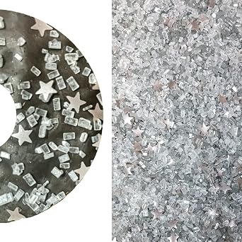White Silver Glitter Shinny Sparkling Coarse Texture Edible Cake Cookie Cupcake Cocktail IceCream Donut Sparkle Colored Sugar Gemstone Crystals