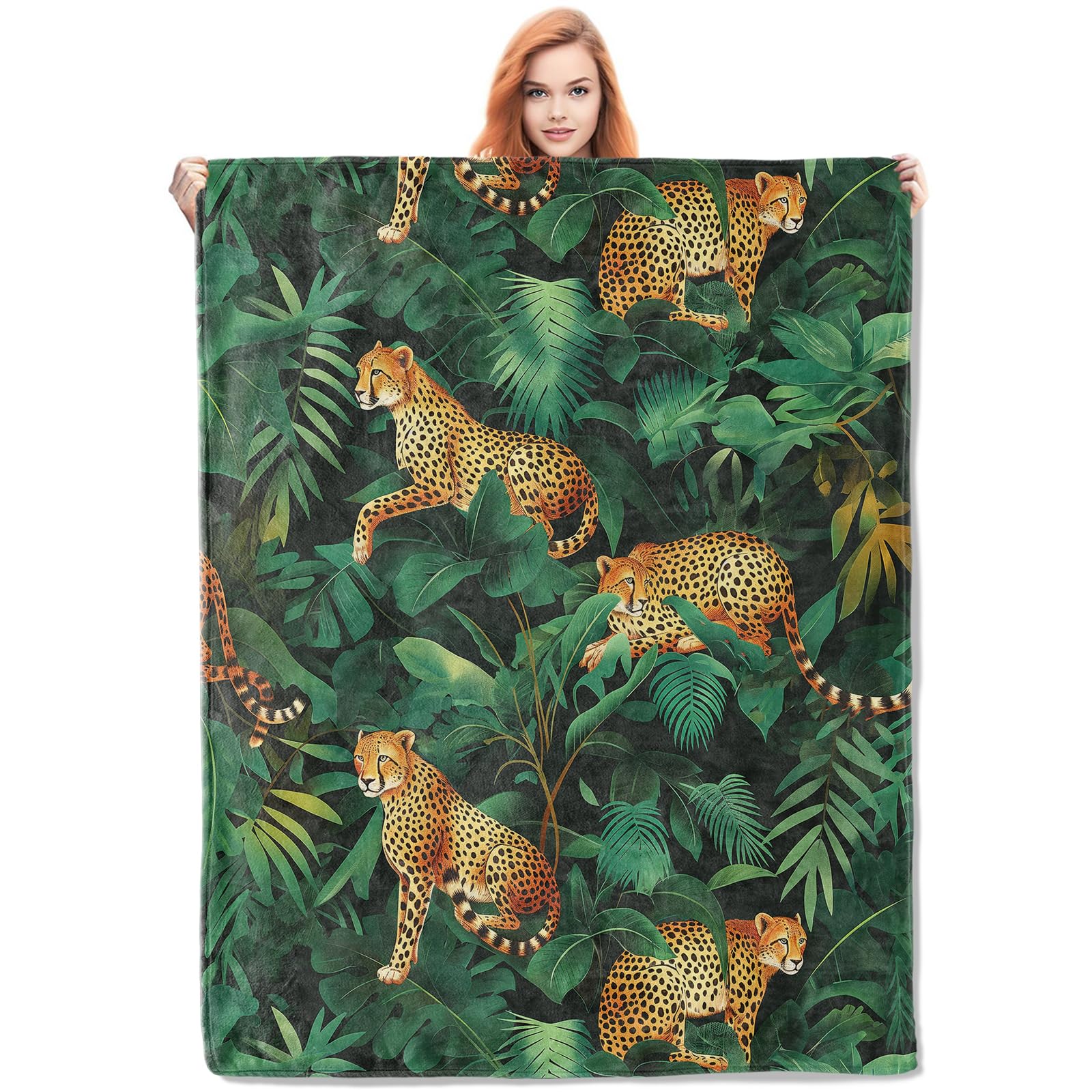 Couverture polaire guépard 101x127 cm pour enfant et adulte