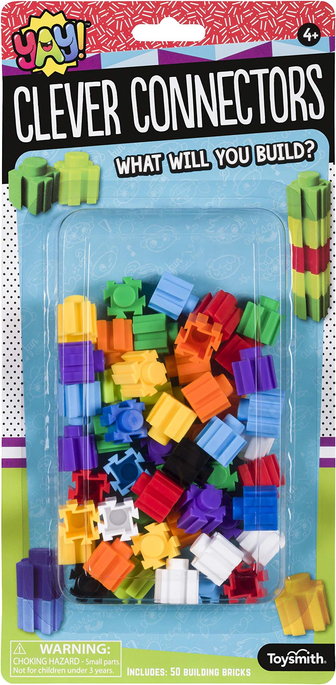 Toysmith Clever Connecters Building Blocks, Includes 50 Bricks