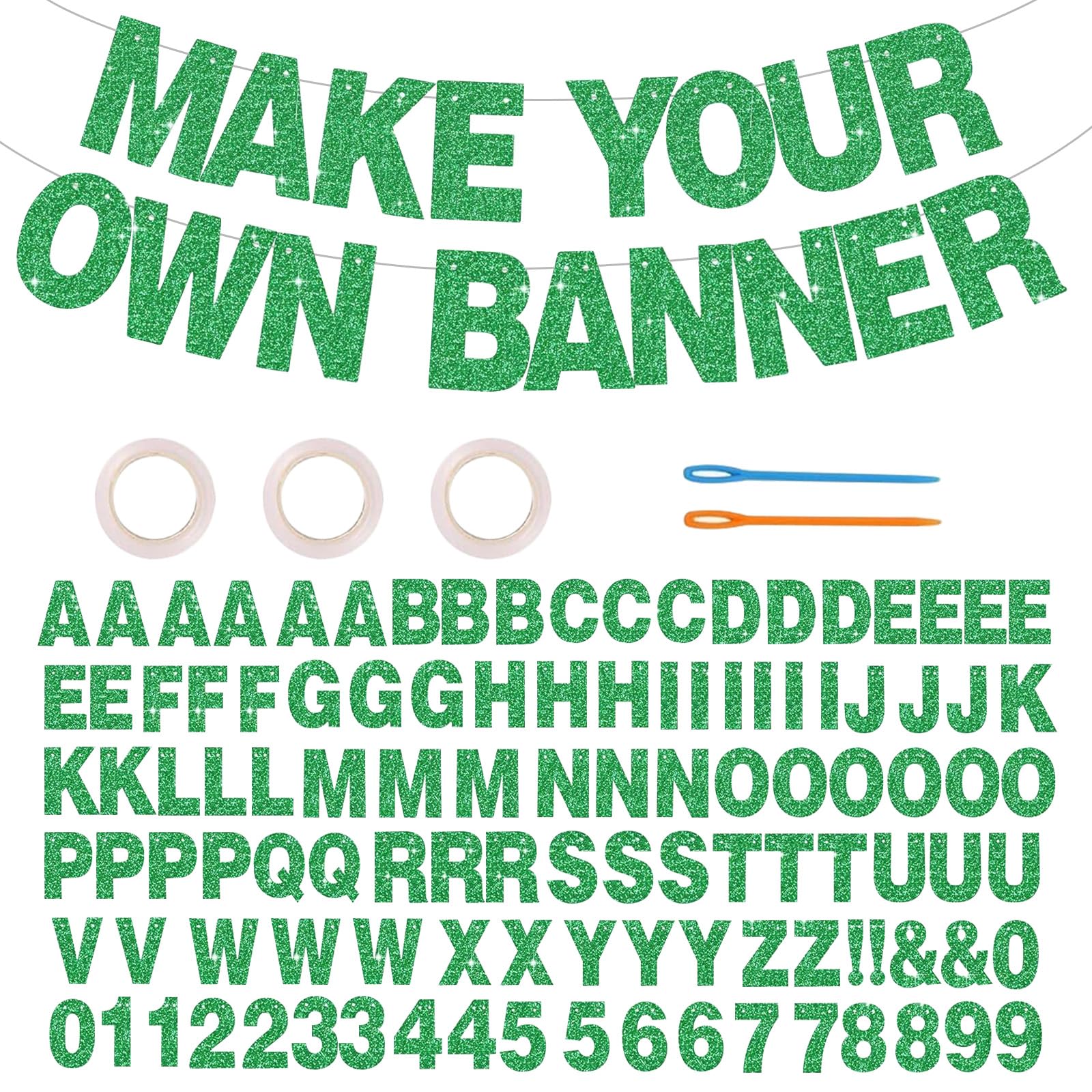 116 Custom Banners with Sparkling Letters DIY Personalized and Reusable Birthday Welcome Home Wedding Party Decoration (Green)