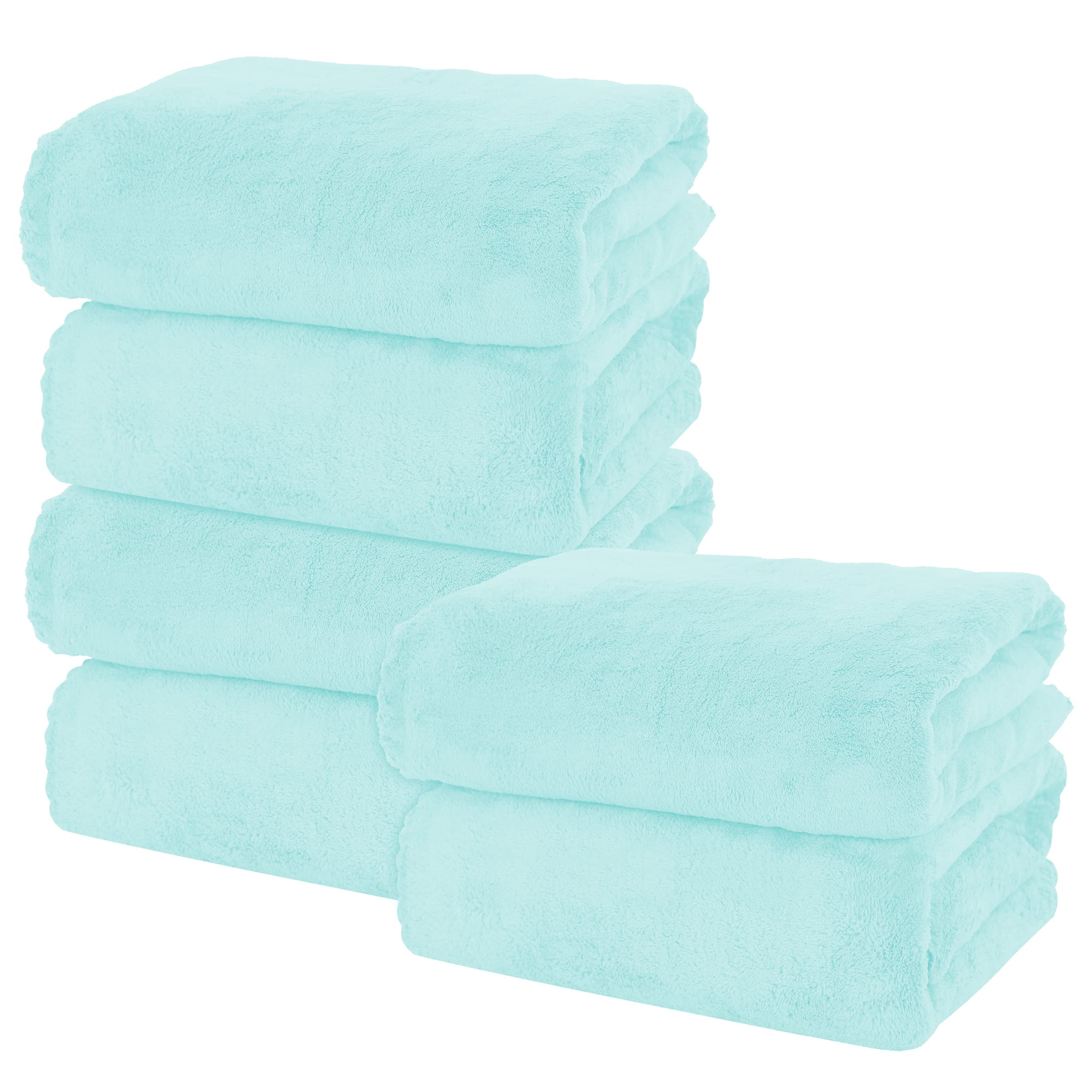 MOONQUEEN 6 Pack Premium Bath Towel Set - Quick Drying - Microfiber Coral Velvet Highly Absorbent Towels - Multipurpose Use as Bath Fitness, Bathroom,
