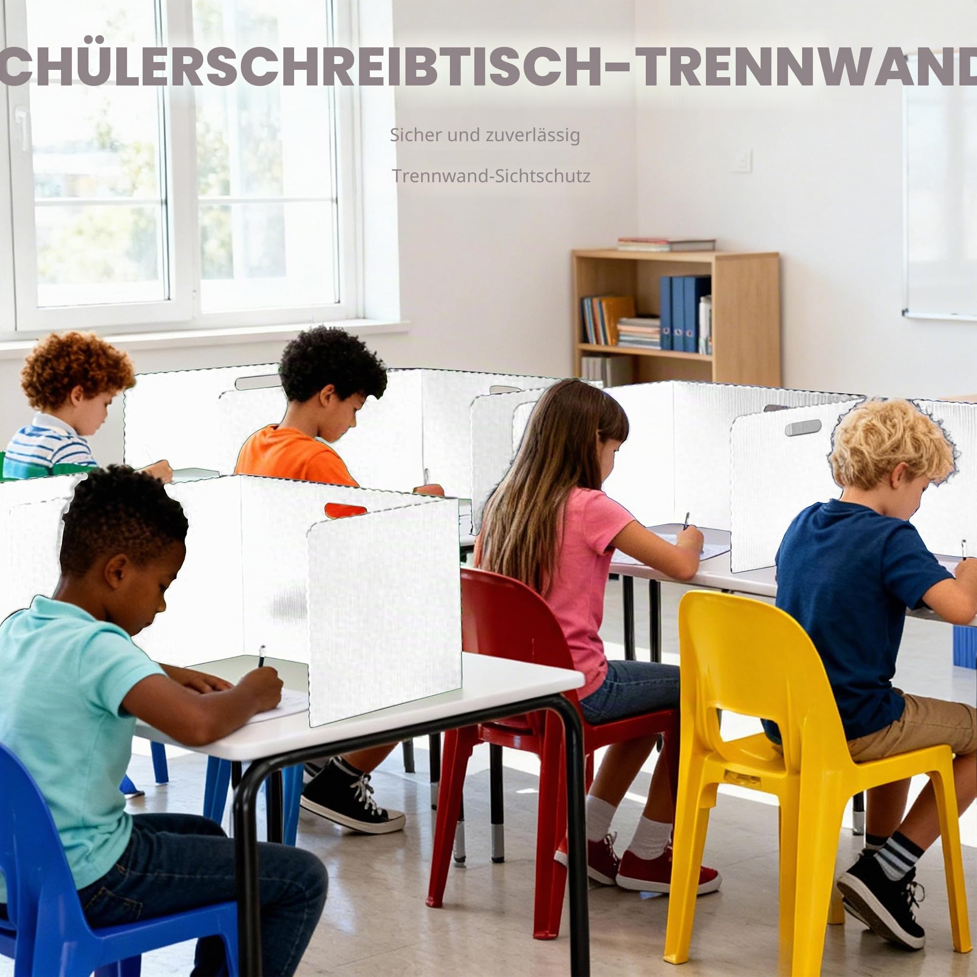 24 Stück Faltbare Trennwand Schreibtisch mit 72 Stück Namensschilder Tragbare Sichtschutz Study Table wasserdichte Trennwände Desks für Schule Büro Bibliothek, 40×30×30cm, Weiß