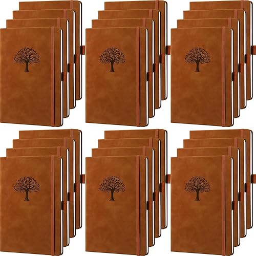 Qeeenar Paquete de 24 cuadernos de cuero a granel de 5.7 x 8.3 pulgadas, tapa dura A5, para escribir, hombres y mujeres, cuadernos de viaje de