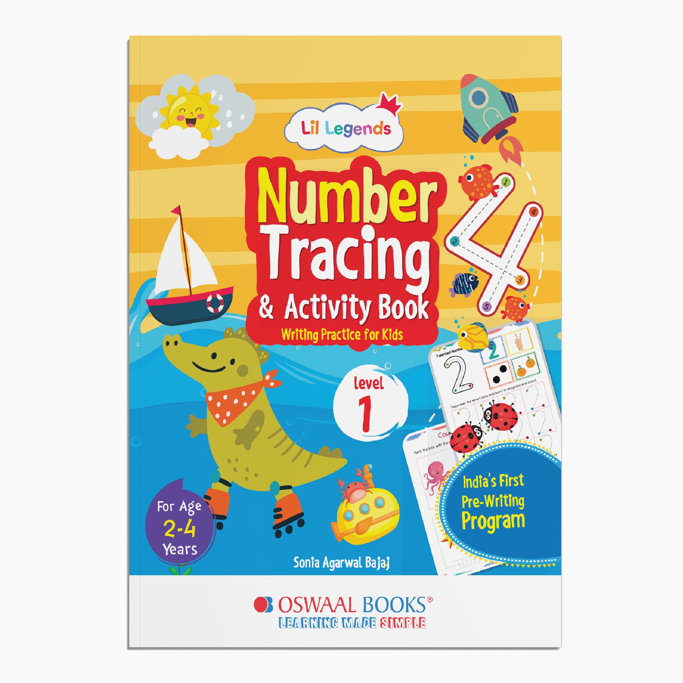 Oswaal Lil Legends Number Tracing Activity Book for Kids | Level 1 Writing Practice with Guided Tracing & Fun Activities | Builds Number Recognition & Pencil Control | For Ages 2–4 Years