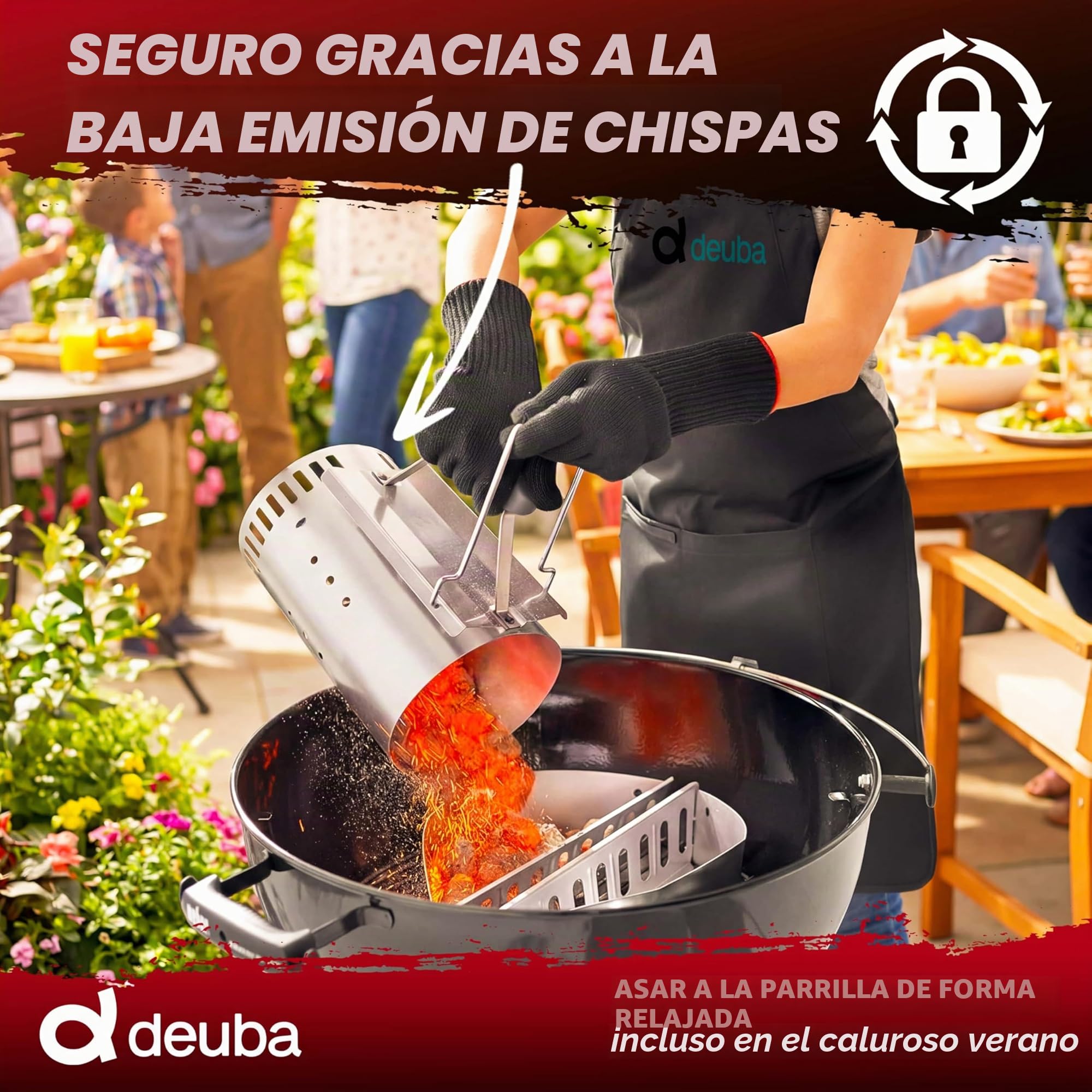 DEUBA® 27kg Briquetas de Carbón Vegetal para Barbacoa 9x3kg Brasas Bajas en Chispas y Calor Uniforme