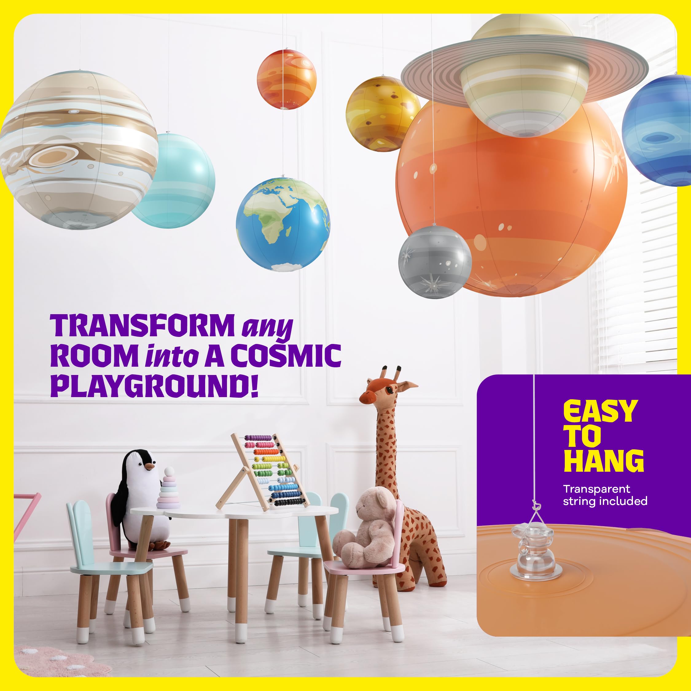Inflatable Solar System Planets for Kids - Science Toys - Boys Room Decor Ceiling - Space Gifts - Outer Space Themed Party Decorations - Astronomy Gifts for Kids Ages 5-7, 6-8, 8-12 Years Classroom - Image 7