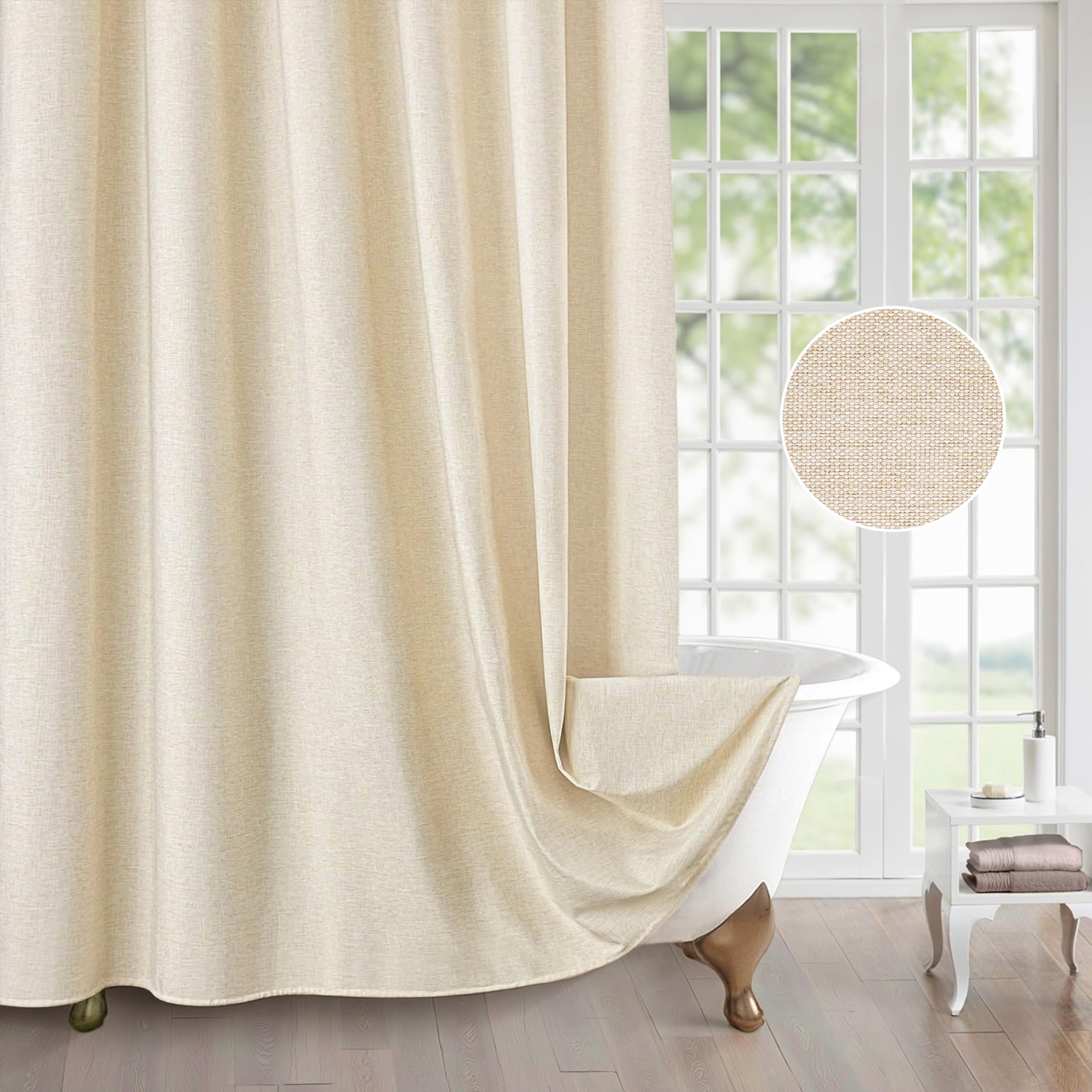 Tenda Doccia 200x240 Bambù, Antimuffa Impermeabile Tessuto