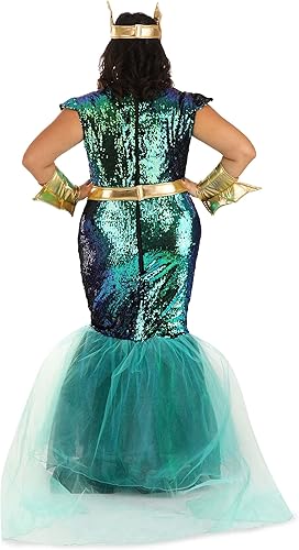 Miniatura 8 de Disfraz de sirena de reina para mujer, talla grande, Verde