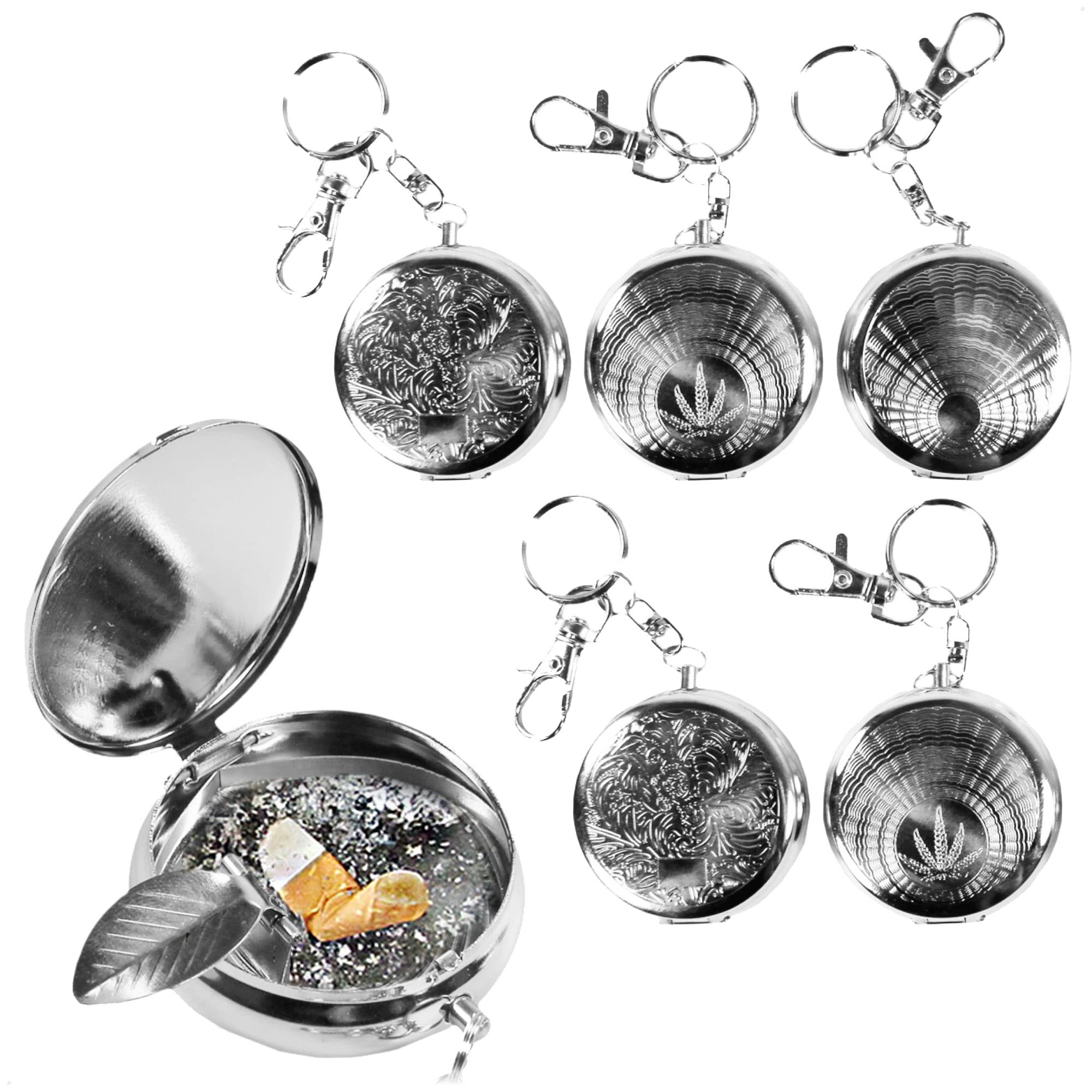 COM-FOUR® 6x pocket ashtrays - closed cigarette pocket ashtray - mini ashtray as a key ring [selection varies] (1 x 6 pack)