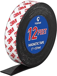 Magnetic Tape, 12 Feet Magnet Tape Roll (1'' Wide x 12 ft Long), with 3M Strong Adhesive Backing. Perfect for DIY, Art Pro...
