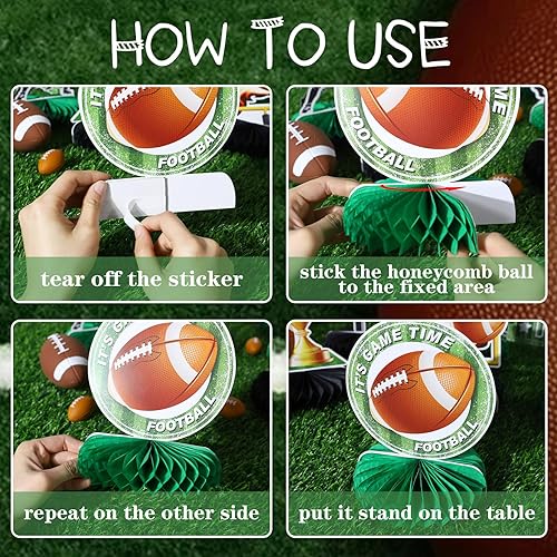 Miniatura 6 de OTTPOOM Decoraciones de fiesta de fútbol, 10 piezas, centro de mesa de panal de abeja, decoración de mesa para fiesta de fútbol, día de partido,