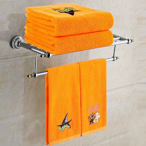 Miniatura 3 de Quera Paquete de 2 toallas de mano de Halloween, 100% algodón, bordadas, decoración de lujo de primera calidad, juego de toallas decorativas para