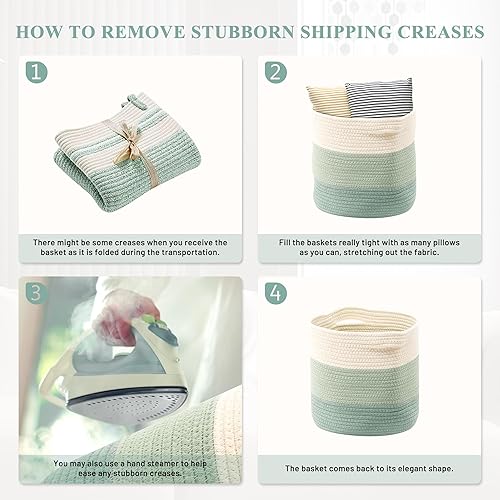 Miniatura 4 de Jolitac Paquete de 3 cestas de almacenamiento para organizar, cestas de cuerda tejida, cubos de almacenamiento de 11 x 11 pulgadas, organizador de