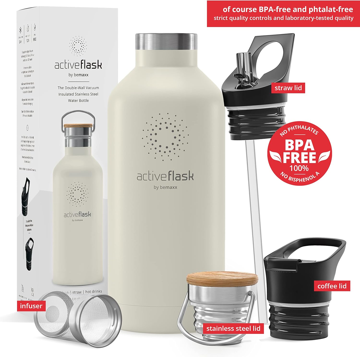 Stainless Steel Water Bottle with Straw - Image 3