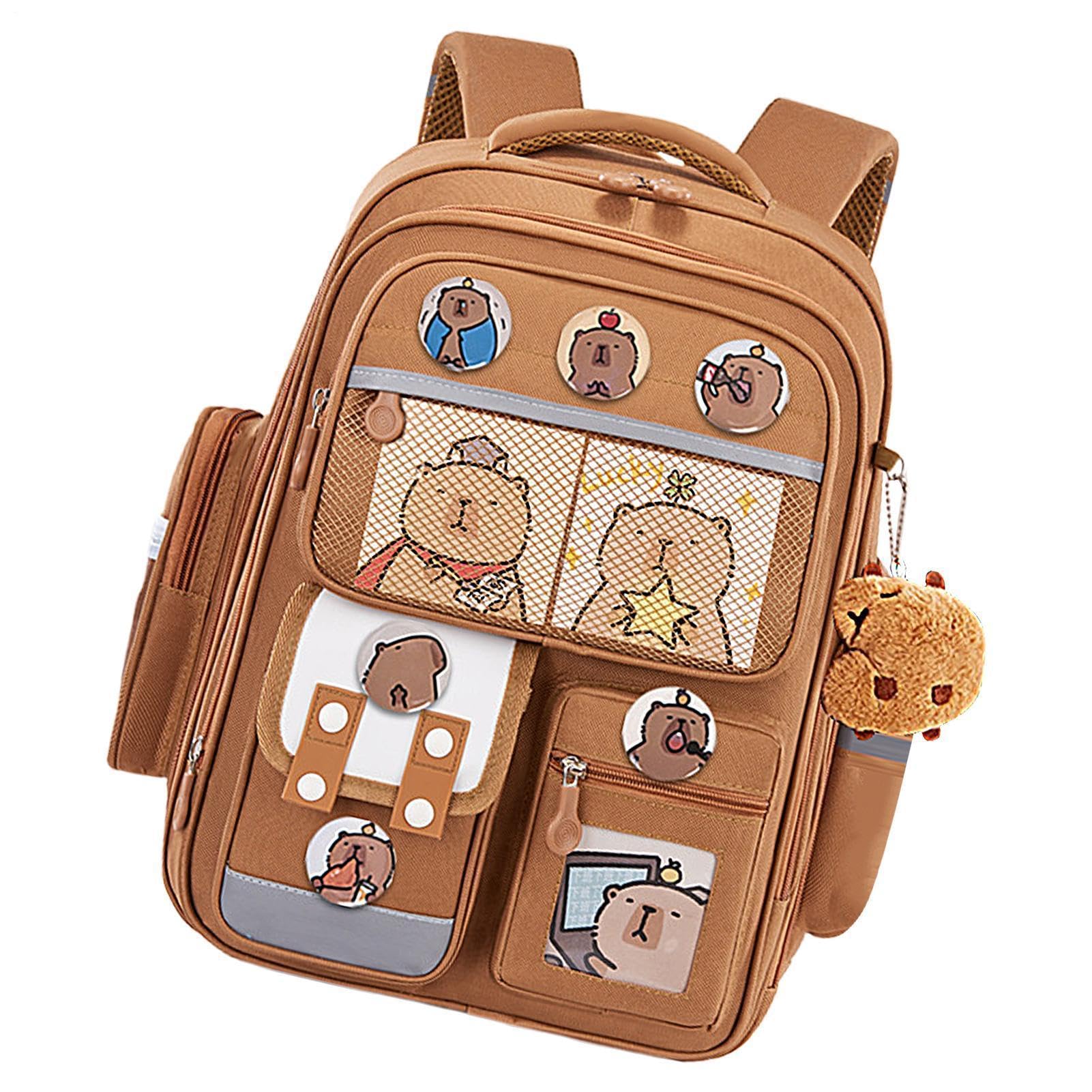 Zaino Divertente Zaino Criceto Multi-Scomparti Impermeabile E Colorato | Include Distintivi, Ciondoli per Bambini, Ragazzi, Libri, Cancelleria, Scuola, Viaggio