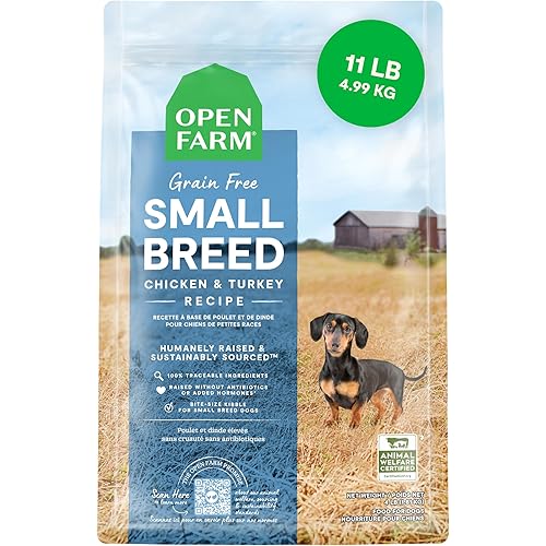 Open Farm, Grain-Free Dry Dog Food for Small Breeds, High-Protein Kibble, Sustainably & Ethically Sourced Ingredients, Non-GMO Veggies & Superfoods, Chicken & Turkey Recipe for Small Dogs, 11lb Bag