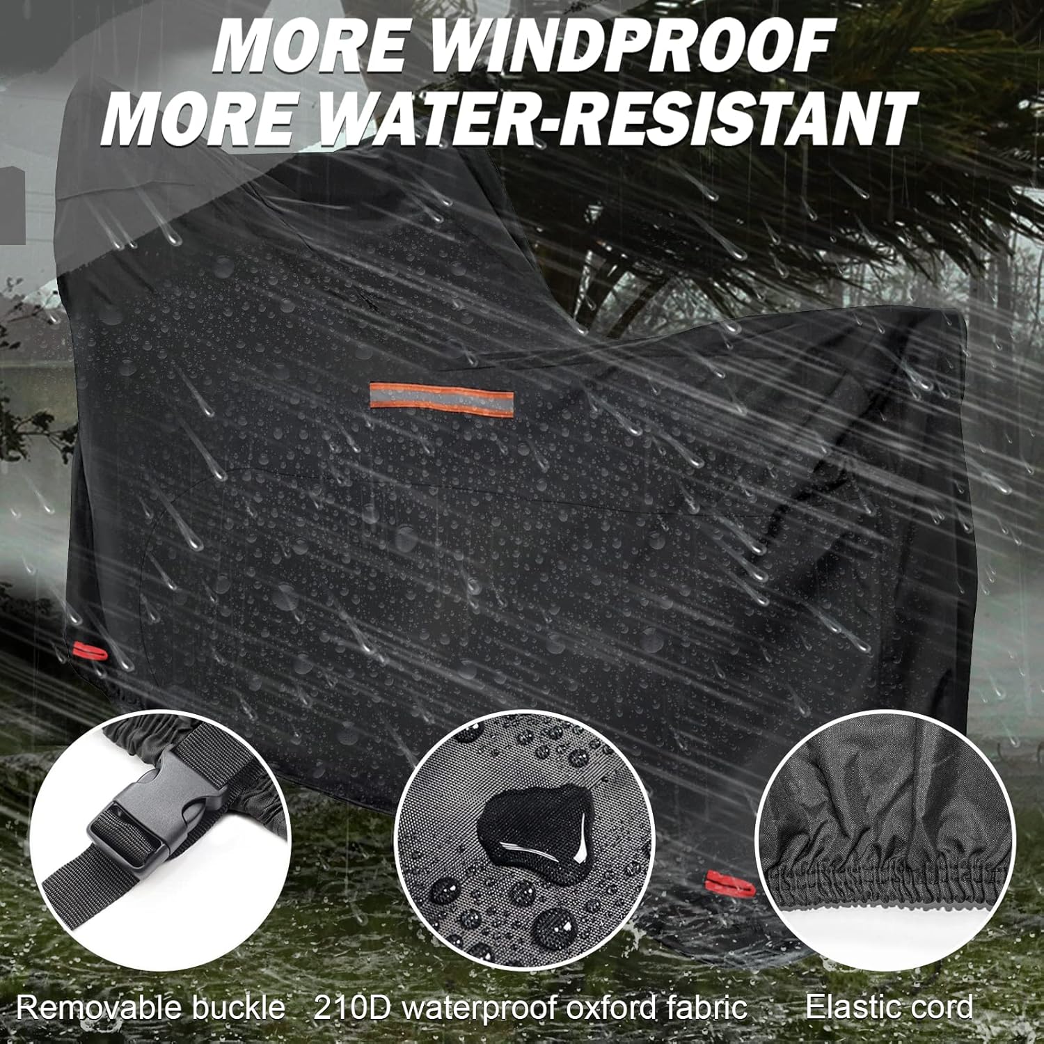 XYZCTEM Motorcycle Cover -Waterproof Outdoor Storage Bag,Made of Heavy Duty Material, Fits up to 97" Harley Davison and All Motors(Black& Lockholes& Professional Windproof Strap) : Automotive