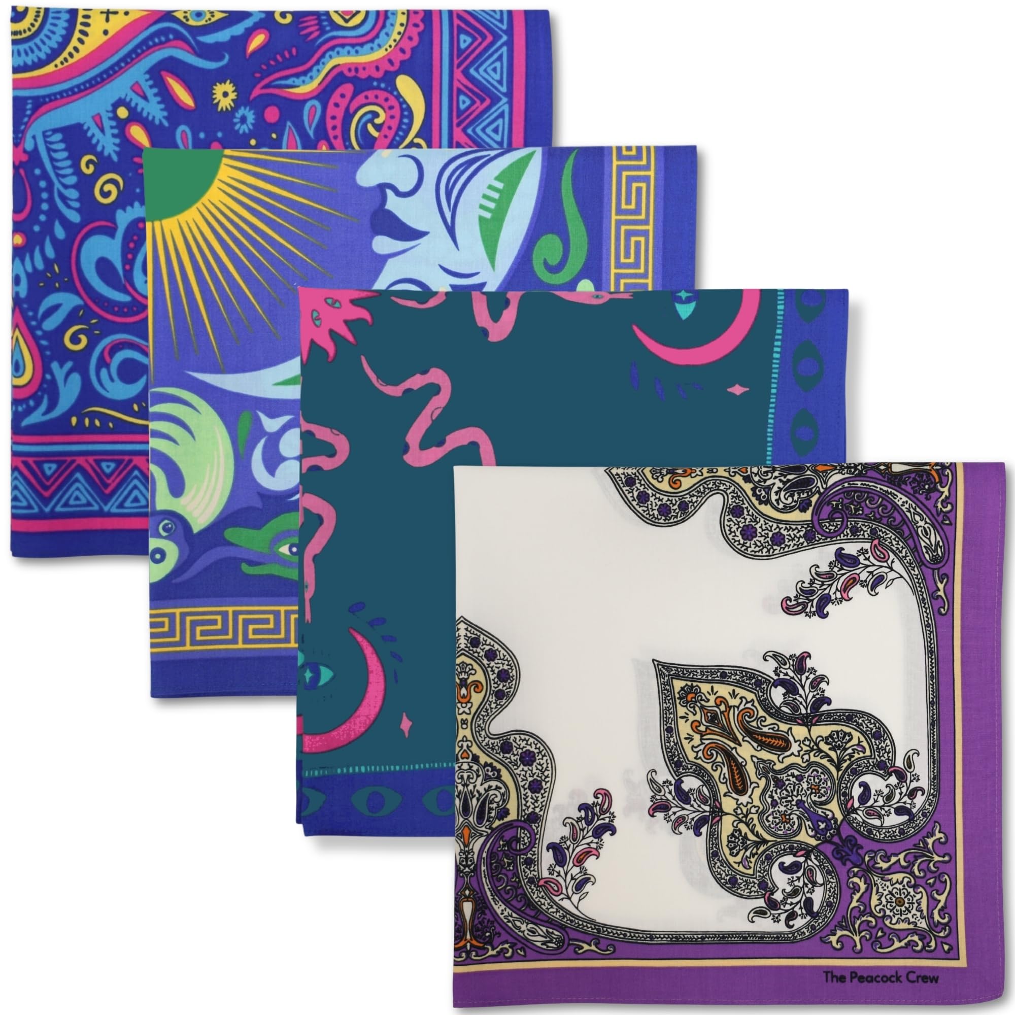 The Peacock Crew Premium Soft Cotton Bandanas Pack for Men and Women Paisley 22 x 22 inches