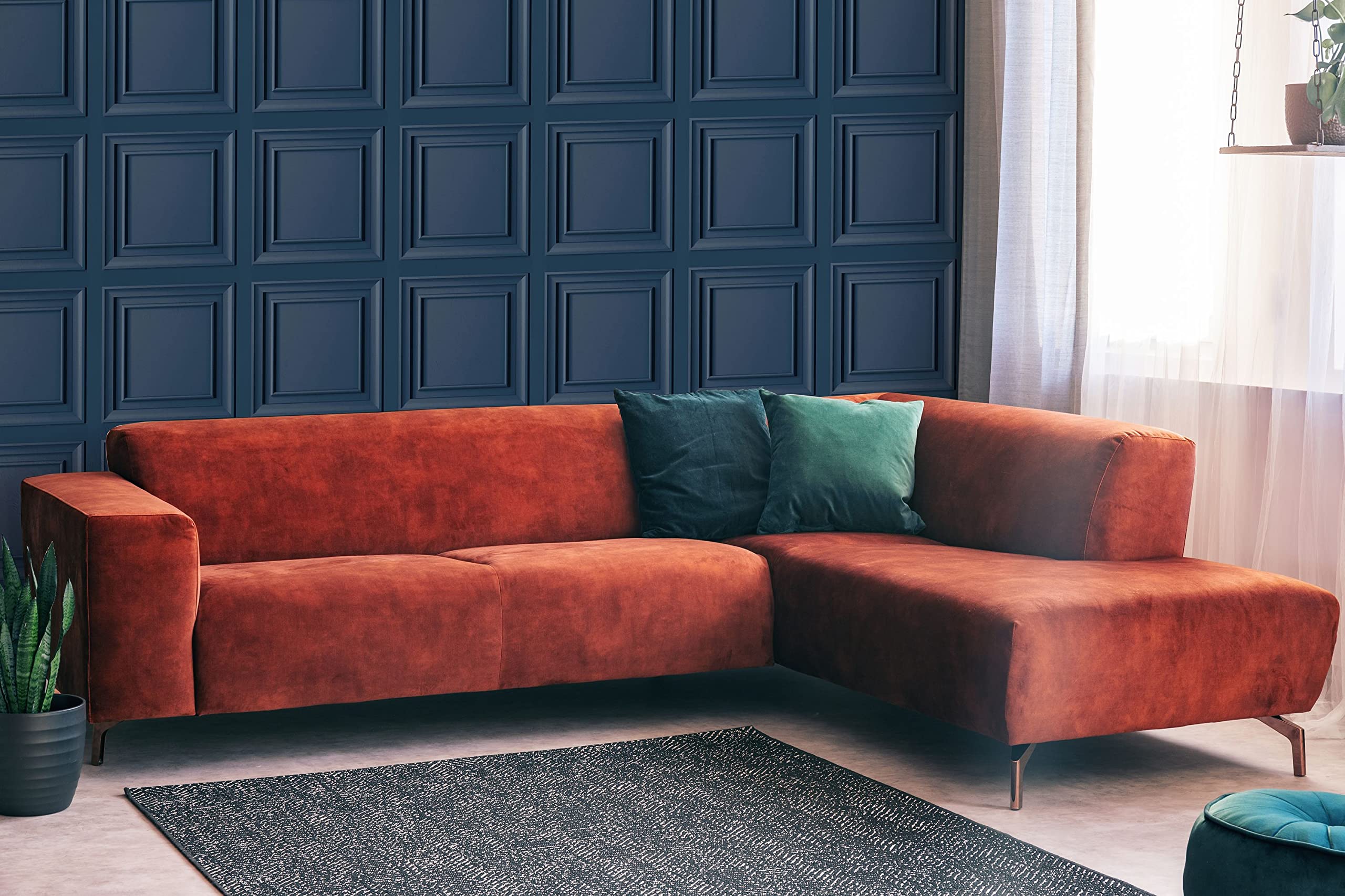 Fresco Blue Berry Wood Panelling Wallpaper | Panelled Wallcovering | Eco-Friendly Wallpaper