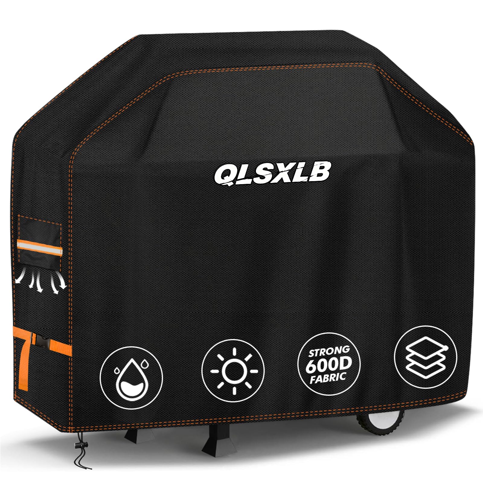 Funda Barbacoa Exterior Impermeable, Resistente Tela 600D Oxford Cubierta BBQ Gas 165x71x122cm, Funda Protectora de Parrilla Universal Anti-Viento/Anti-Polvo/Anti-Humedad Negro