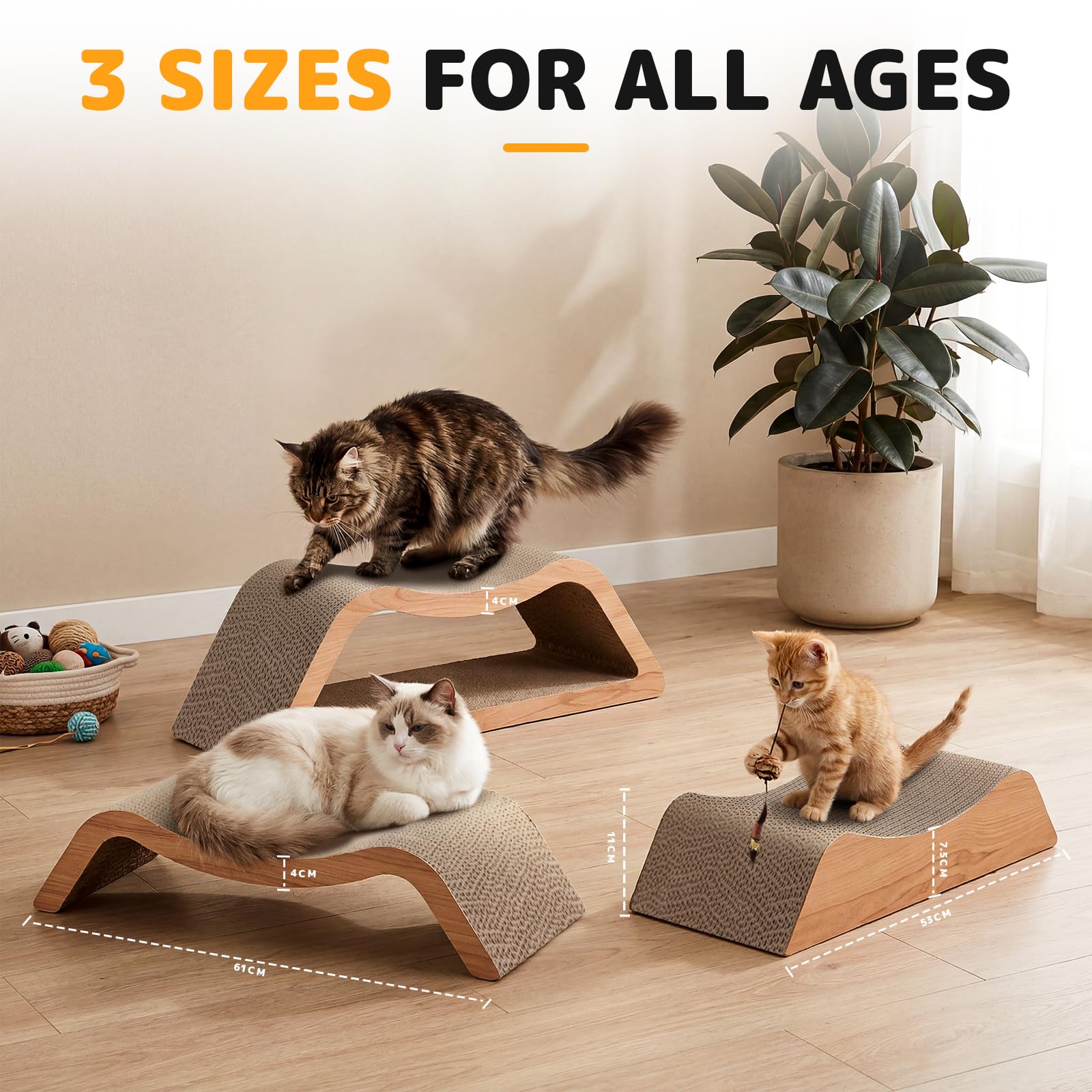 Gimars Griffoir Chat 3 en 1 XXL – Griffoir pour Chat Carton Design, Escalier Griffoir Chat Canapé et Lit, Rampe d'Accès pour Chats Âgés, Griffoir Carton Chat Lounge