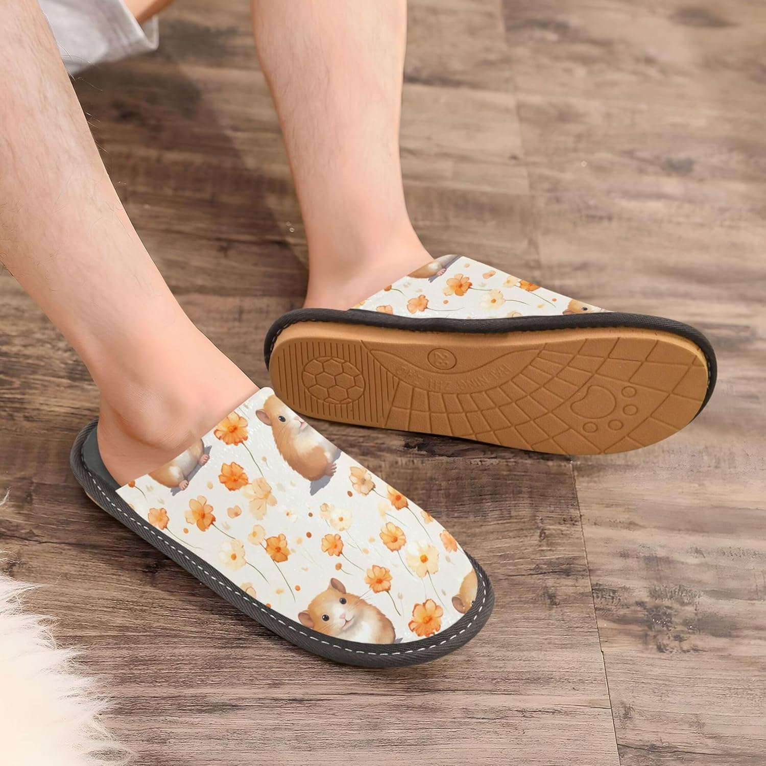 Cute Hamster House Slippers – Cozy Fuzzy Slippers for Guests, Washable & Disposable, Perfect for Shoeless Home, Spa & Hotel Use A112178