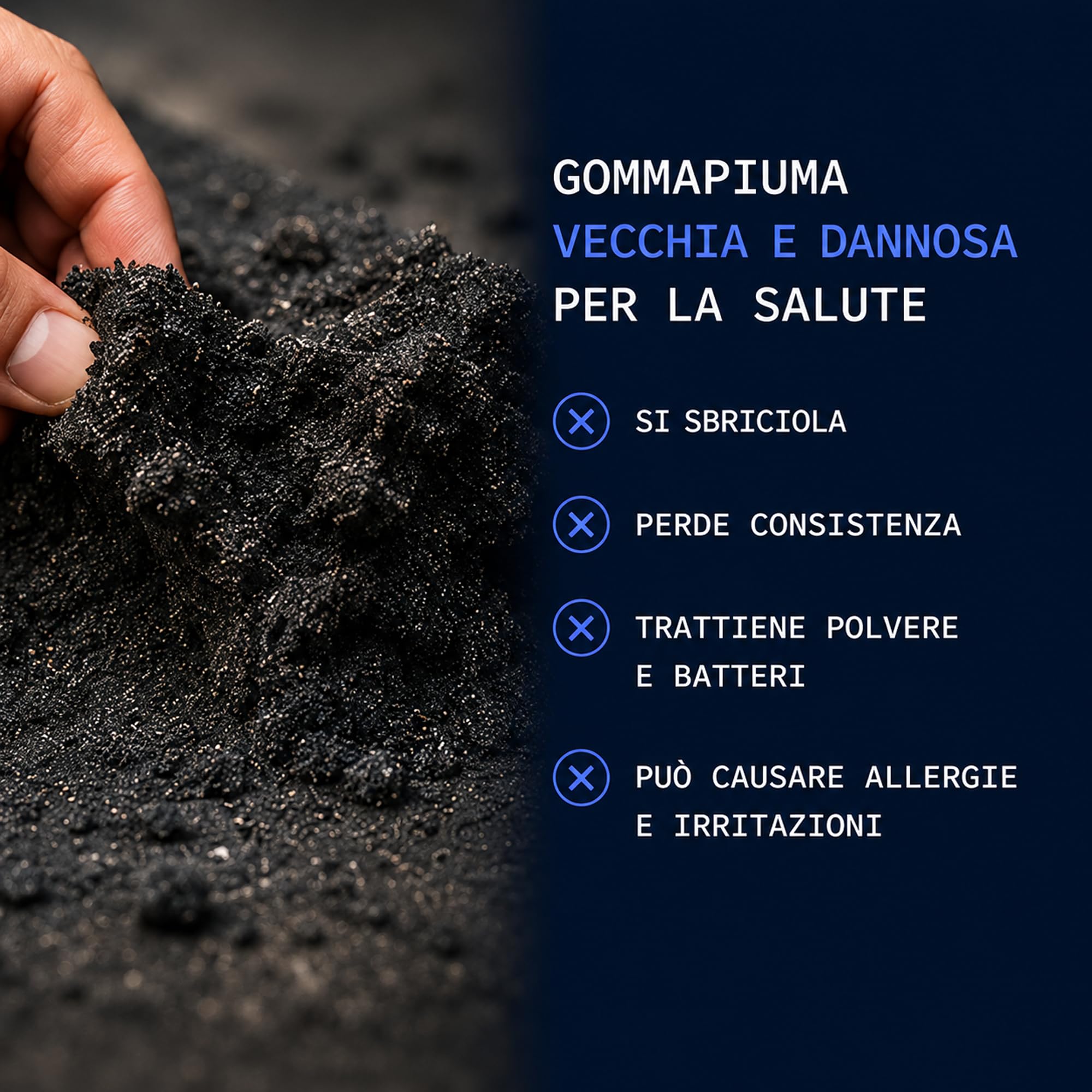 Soluko Gommapiuma T22 Antracite 120x80 cm Spessore 8 cm