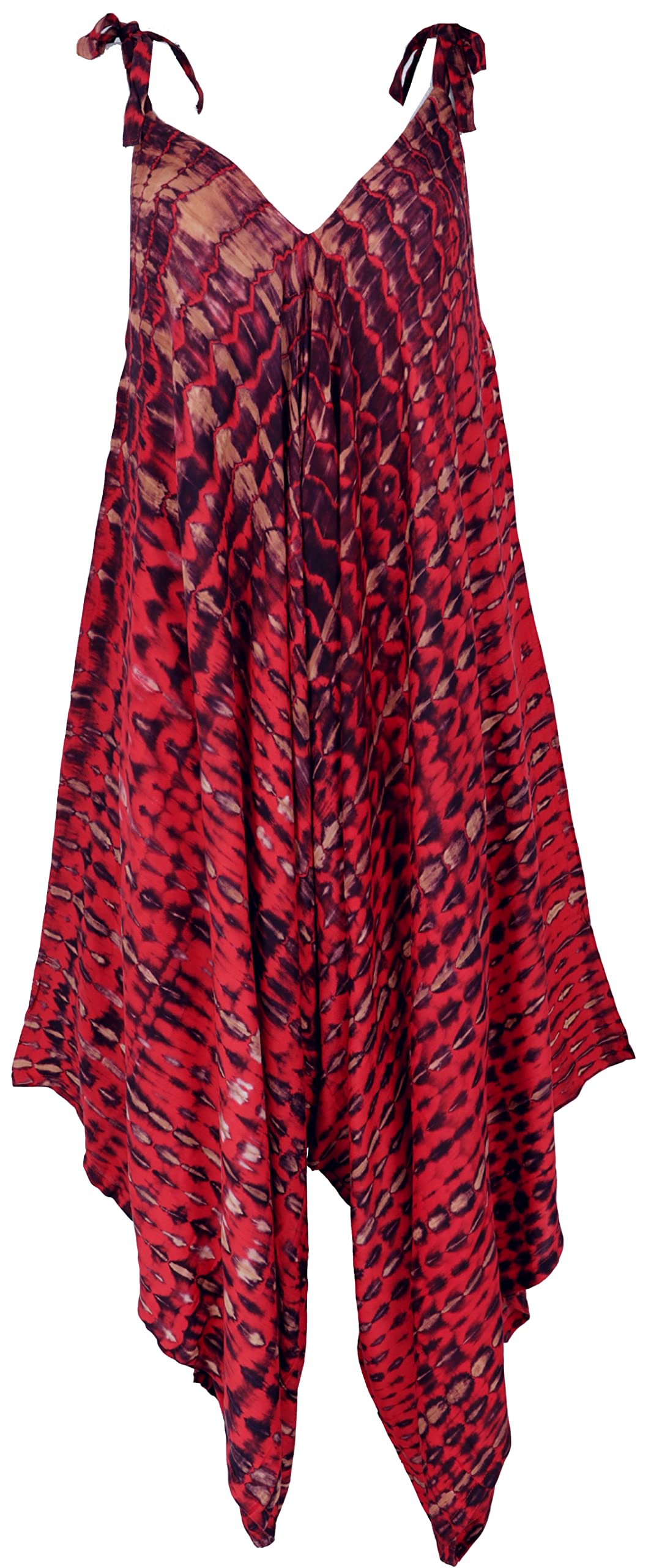 GURU SHOP Batik - Mono de verano para mujer, color rojo, sintético, talla: 40, pantalones largos, ropa alternativa