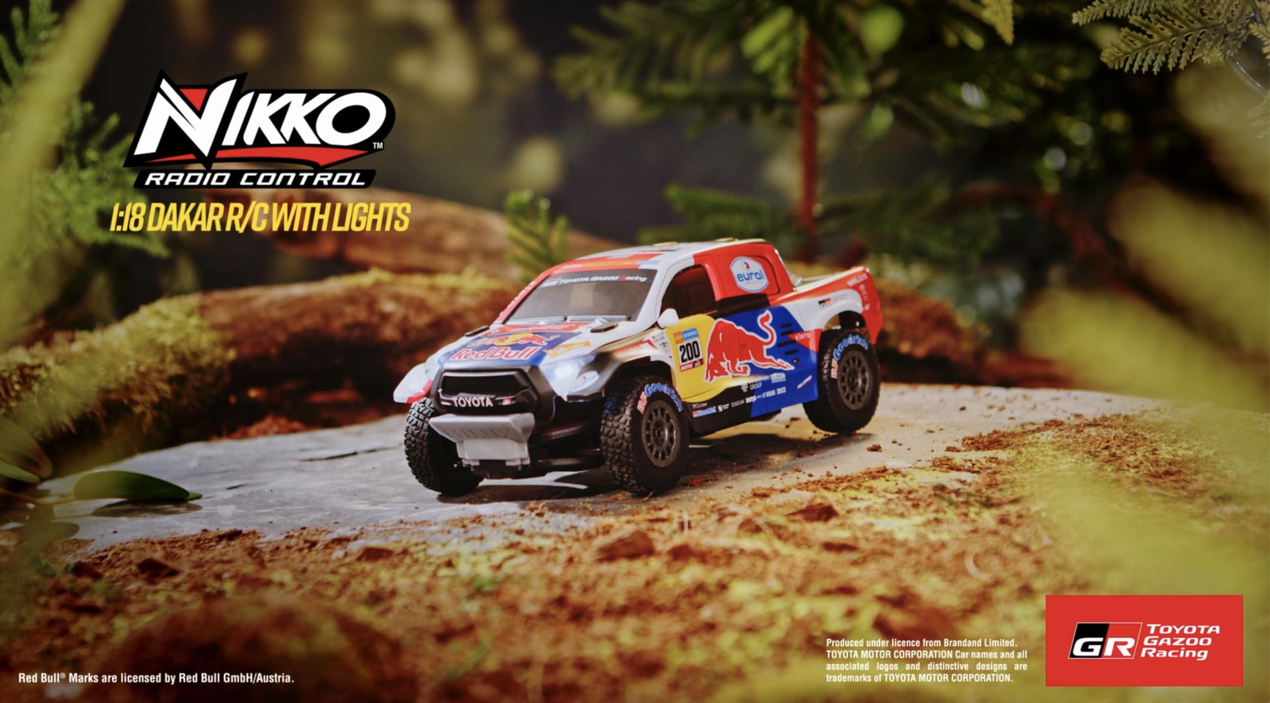 Nikko RC 10591 Night Mode Toyota Gazoo Dakar zdalnie sterowany samochód rajdowy 25 cm 2,4 GHz 40 m