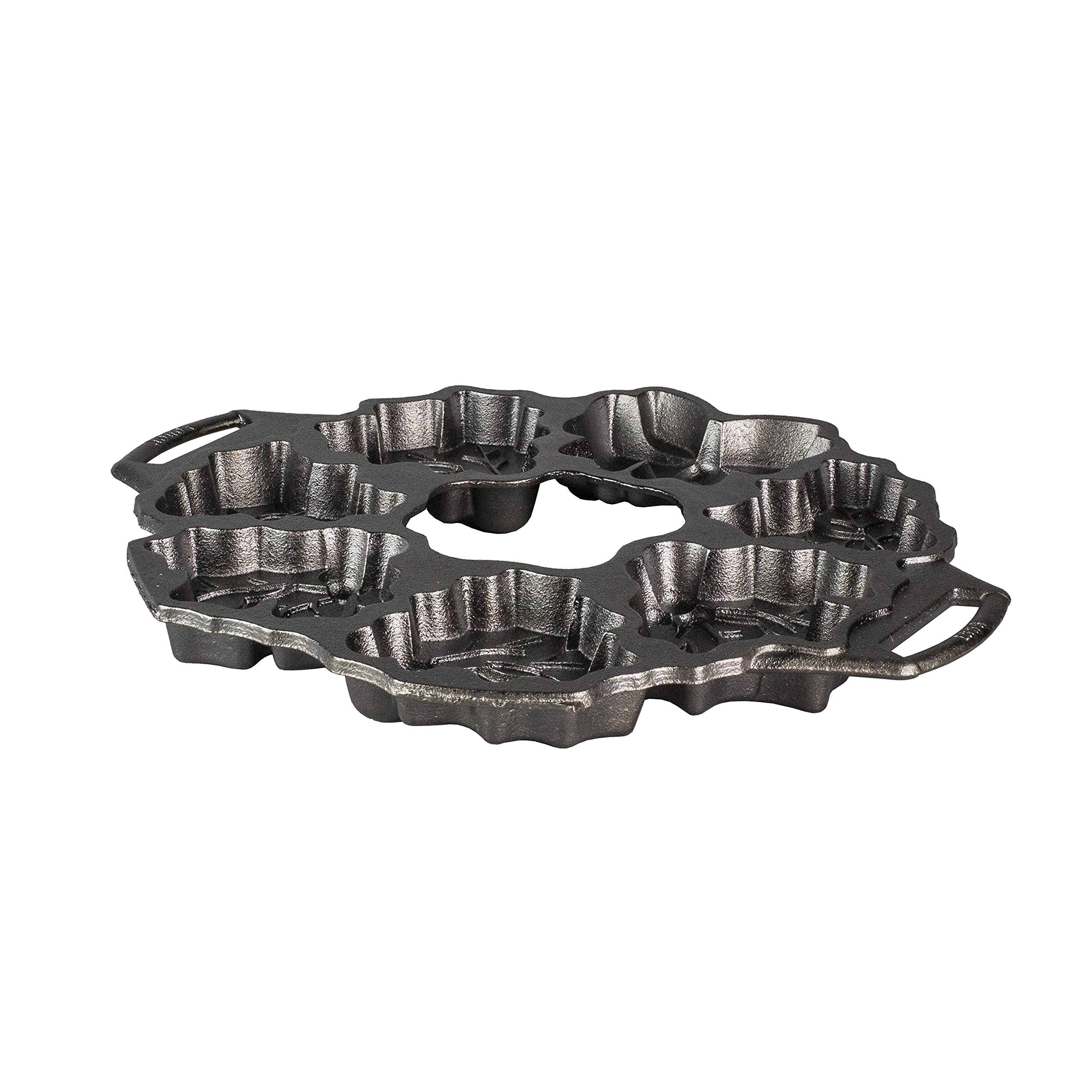 Lodge BWHW Moule à pâtisserie en fonte Motif couronne de Noël Noir