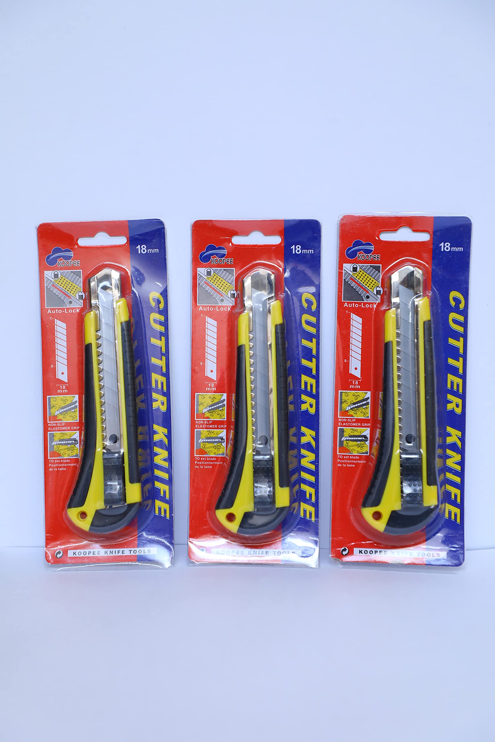 CYSQO Heavy Rubber Grip 18 mm Cutter Blade - Pack of 3 pcs with 10 Replacement Blades 2