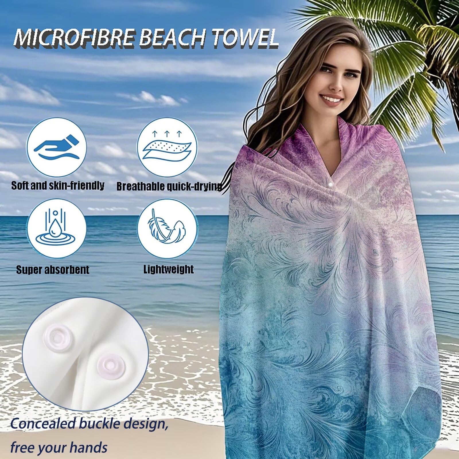 Toallas de Playa Microfibra Color Toalla Playa Grande 180x90 cm Mujer Hombre Secado Rápido Absorbente Toallas Gimnasio Suave Sin Arena Ligera Toalla Microfibra para Playas Piscina Viajes Camping Q-63