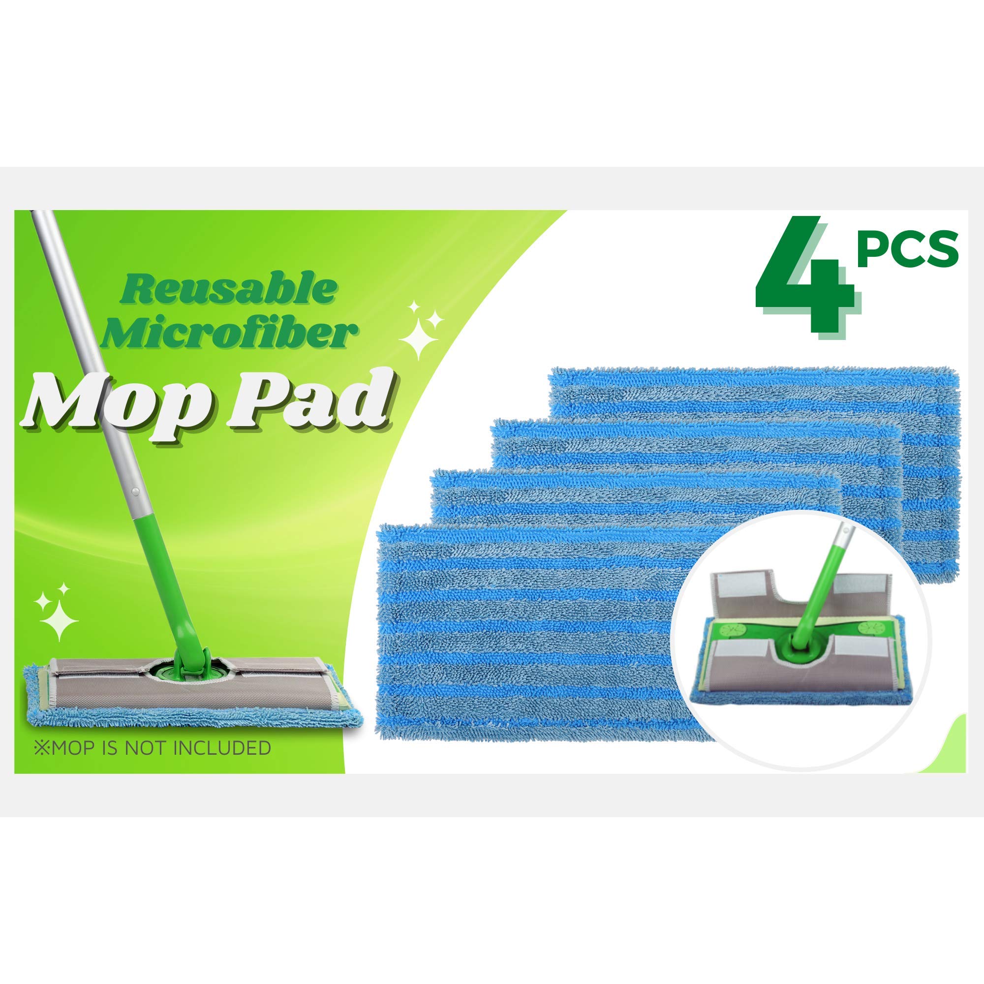 F Flammi Microfiber Wet & Dry Refills Compatible with Swiffer Sweeper Mop, Washable & Reusable Mop Pad Floor Cleaning Pad