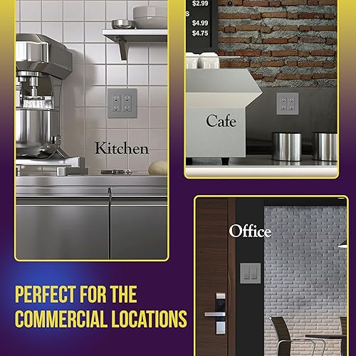 Miniatura 644 de ENERLITES SI8834-BK - Placa de pared decorativa sin tornillos, cubierta de enchufe segura, 4 entradas, 4.68 x 8.30 pulgadas (alto x largo), Negro