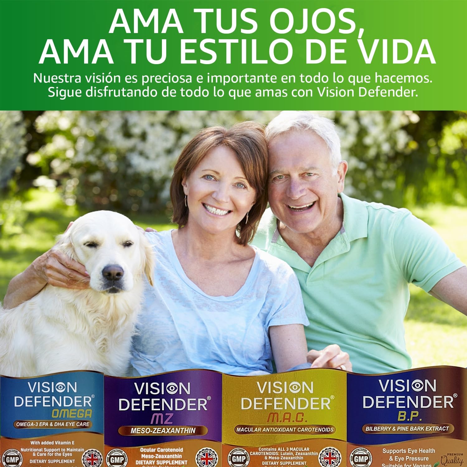 Vision Defender AMD Vitaminas para los ojos AREDS2 – Fórmula AREDS 2 exacta con luteína y zeaxantina, vitaminas C y E, zinc 25 mg y cobre – 90 comprimidos veganos para el apoyo de la salud visual