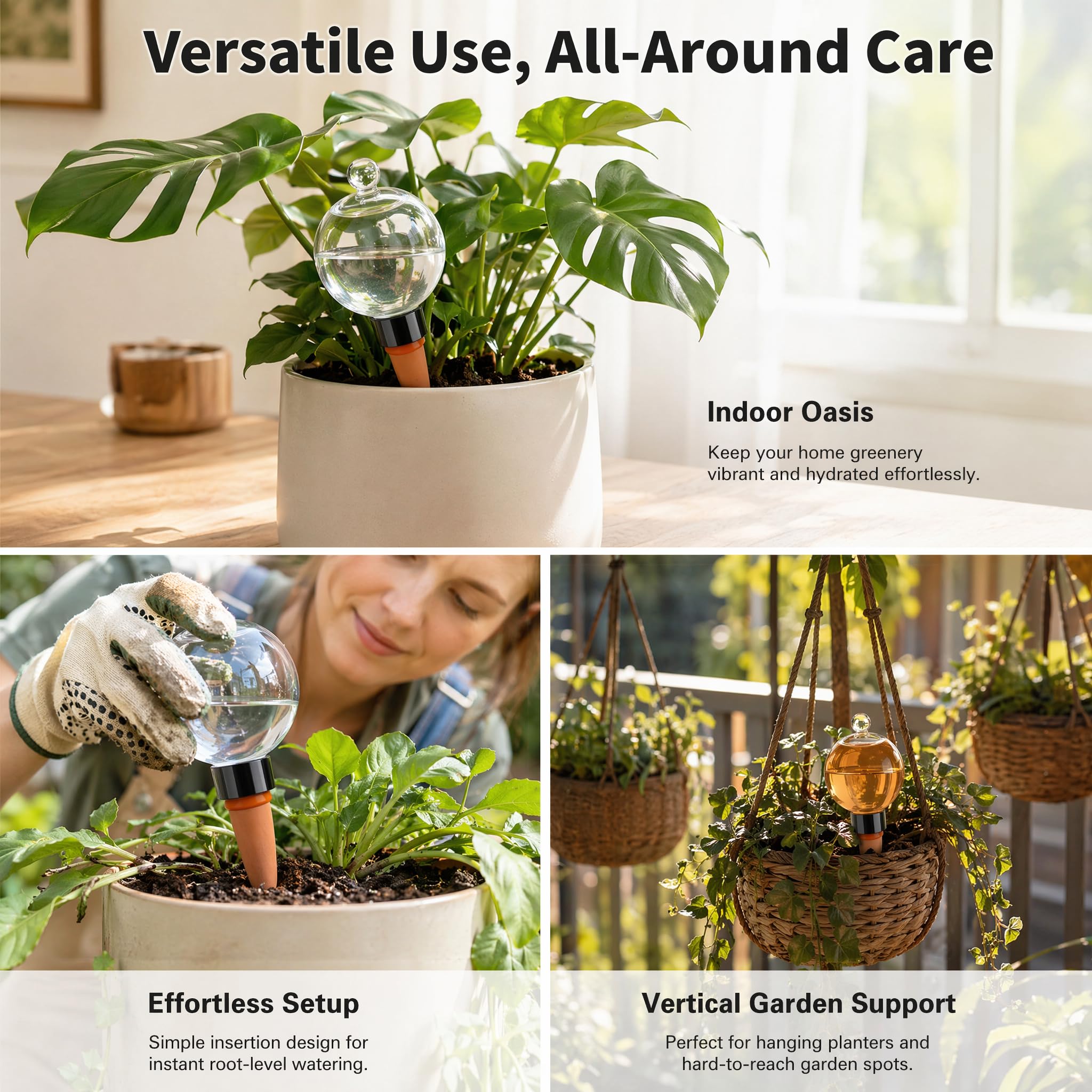 6 Stück Bewässerungskugeln für Pflanzen, 500ml Automatische Pflanzenbewässerung mit Stopfen, Transparente Wasserspender Pflanzen für Zimmerpflanzen, Balkon-, Garten- & Indoor Pflanzen Bewässerung (A)