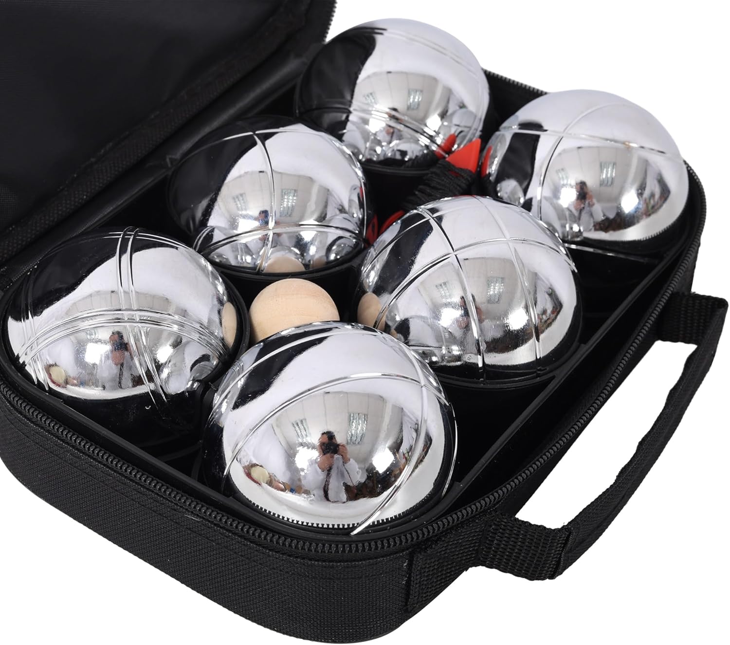 Boules Set Large Action Game, Outdoor, Beach, Lawn Backyard Family Party Games for Adults - Metal Bocce Ball Set with Carrying Case(Black)