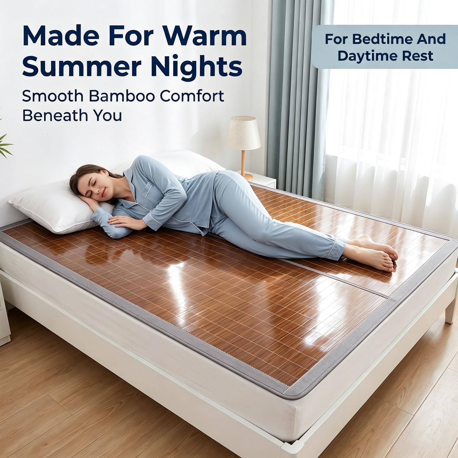 Rattan-Kühlmatte für Den Sommer, Glatt und Atmungsaktiv, Faltbar