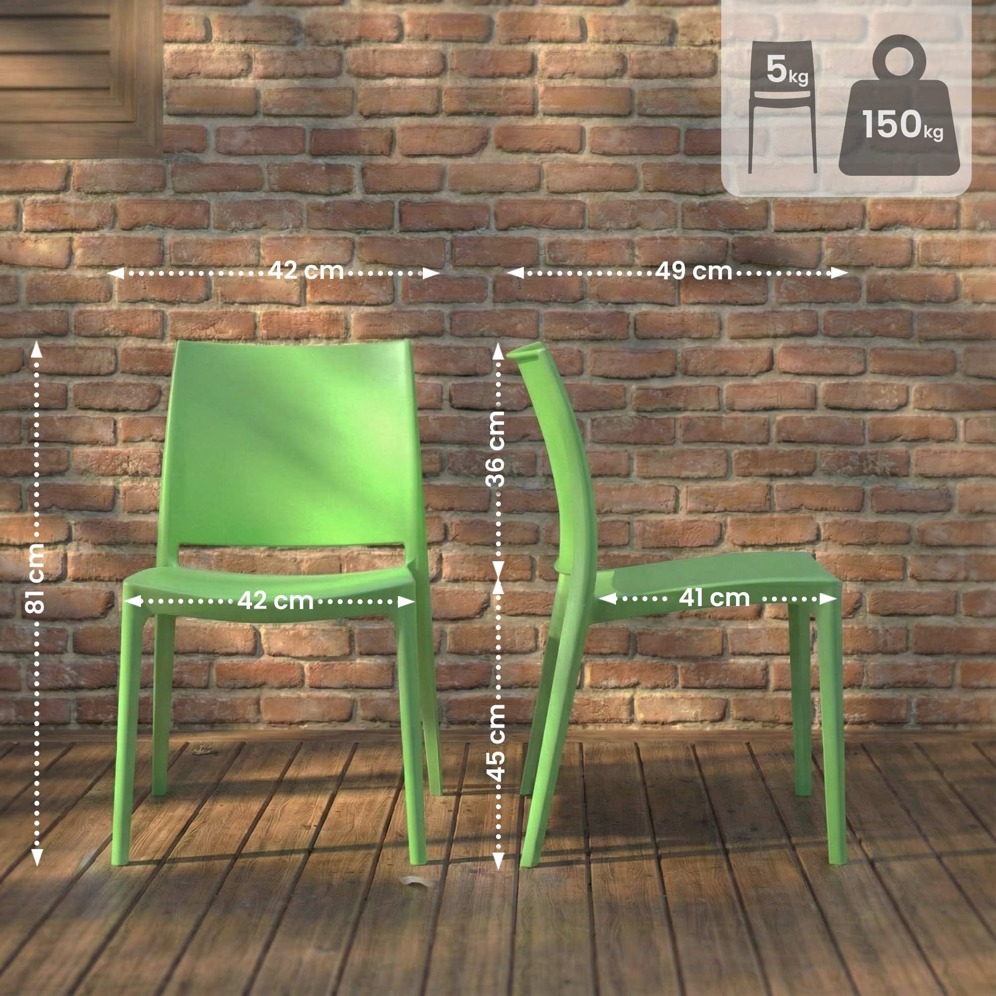 CLP Sedia da giardino impilabile e resistente alle intemperie Meton, sedia con schienale resistente ai raggi UV, in polipropilene fino a 150 kg Colore:verde