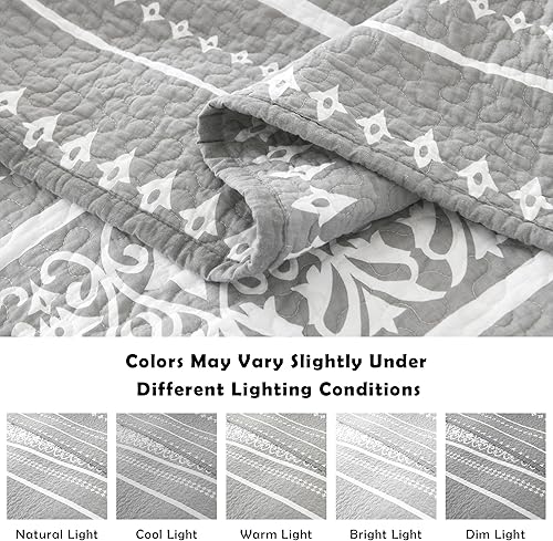 Miniatura 7 de Juego de edredón bohemio tamaño Queen  100% algodón gris bohemio colcha tamaño Queen reversible ligero juego de edredón funda de edredón de cama