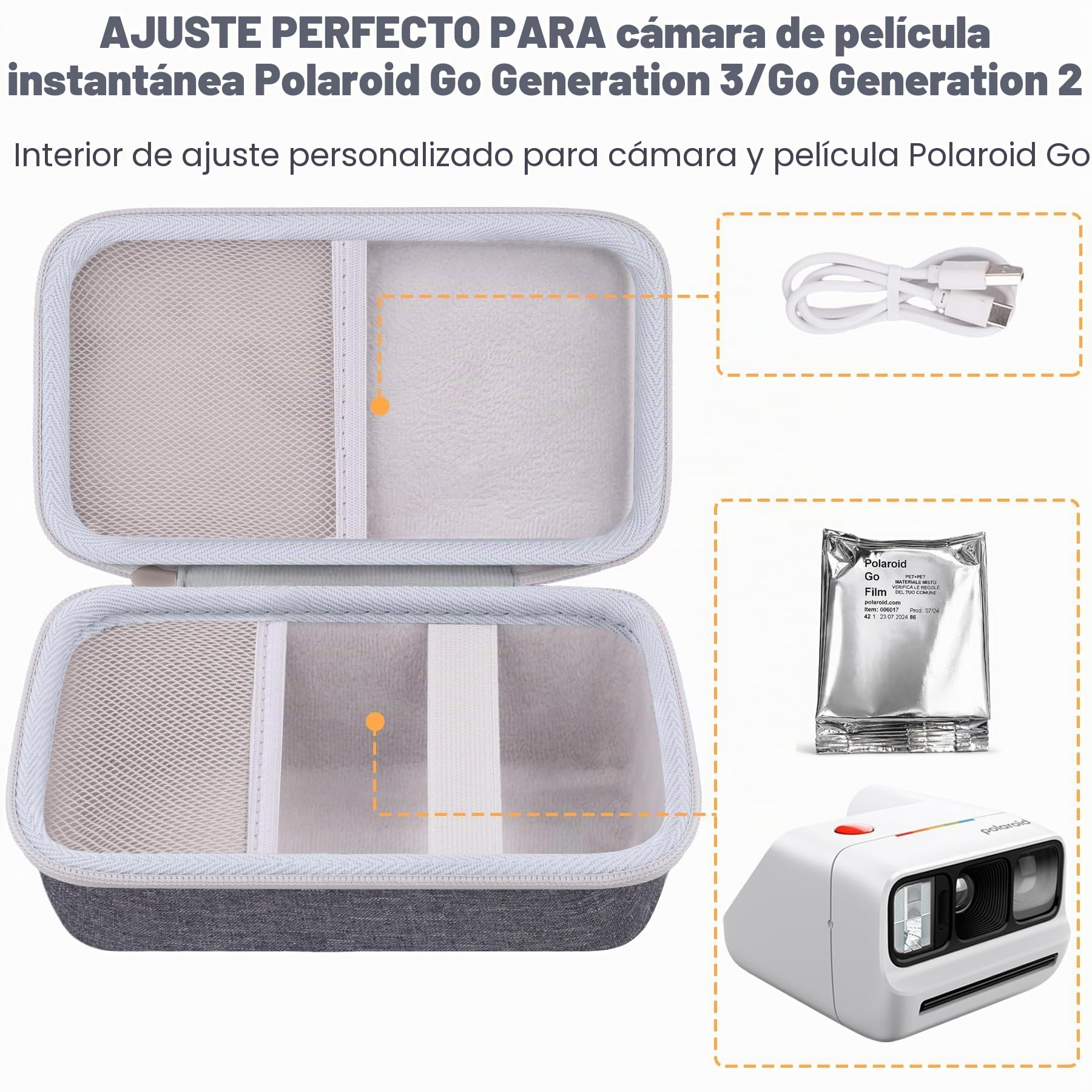Khanka Custodia per Polaroid Go Gen 3/Gen 2/Go Mini - Grigio + Verde menta