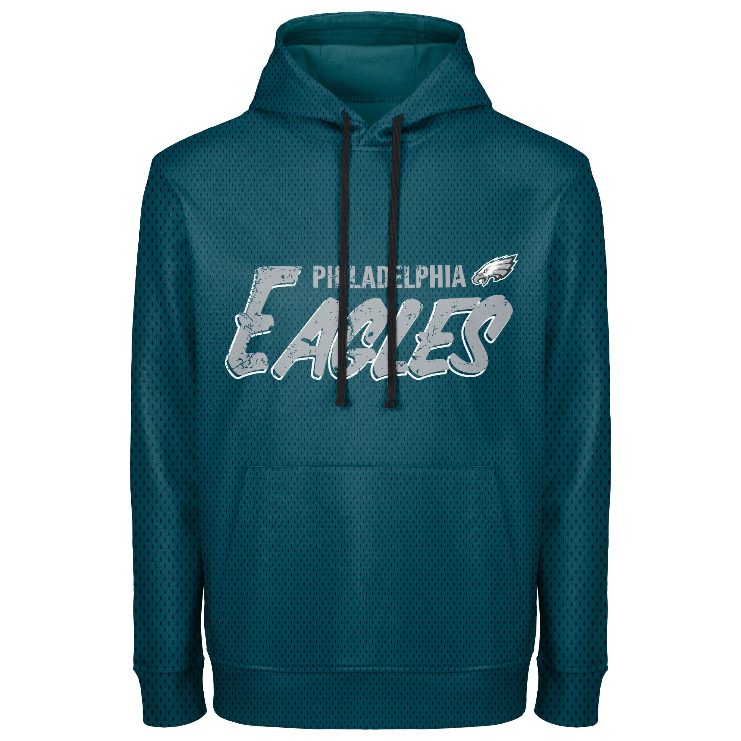 FOCO NFL Men's Officially Licensed Team Wordmark Distressed Performance Sideline Pullover Sweatshirt Hoodie, Philadelphia Eagles, Large