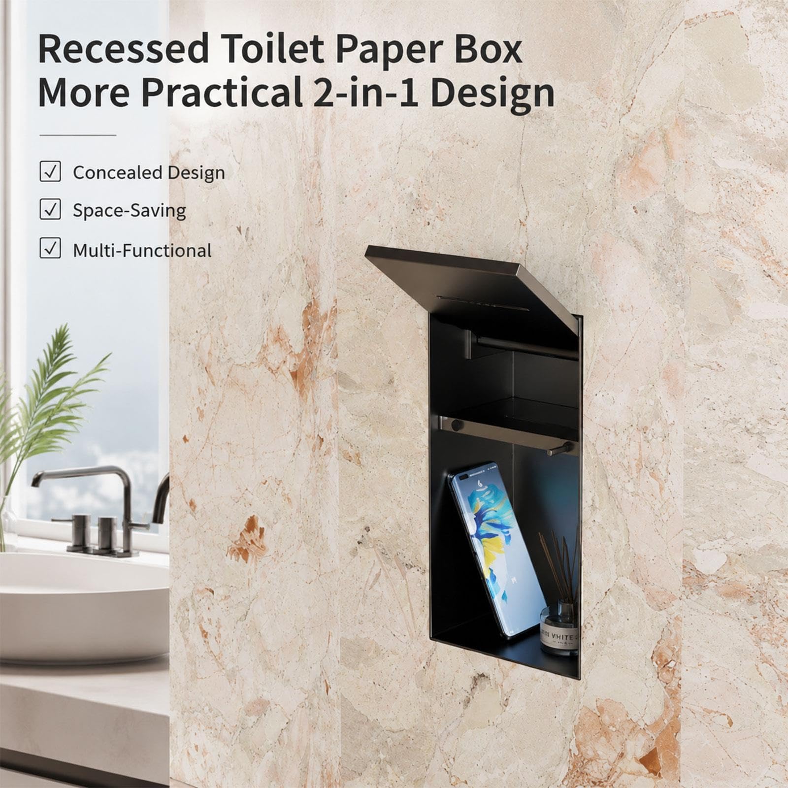 Portarrollos De Papel Higiénico Oculto, Acero Inoxidable, Armario De Baño