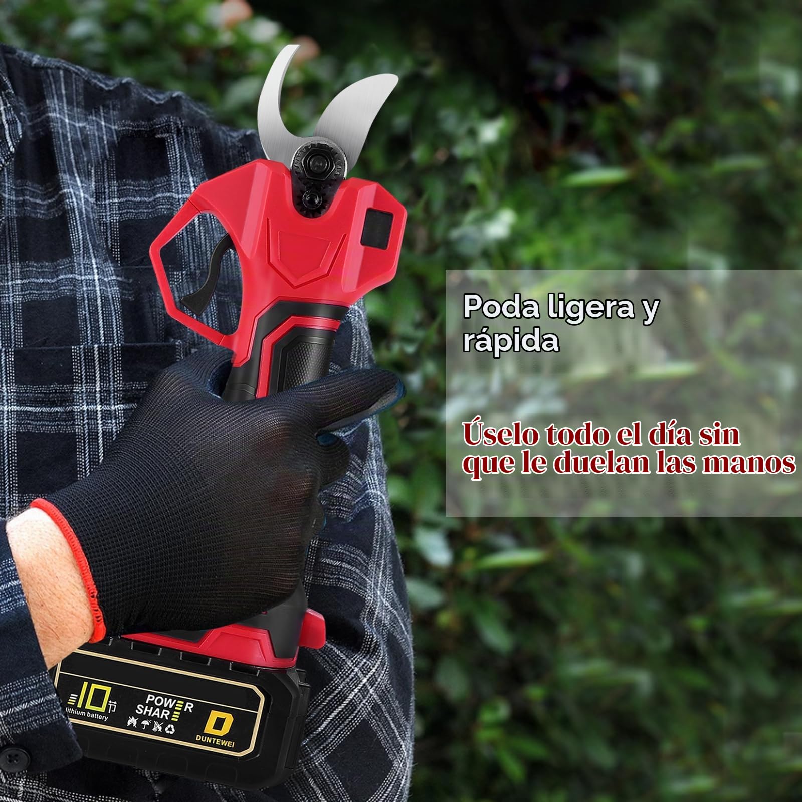 Tijeras de Podar Eléctricas, Tijeras de Podar con Baterías 2x3000mAh, Tijeras de Poda de 40 mm con Display, Tijeras de Podar con Motor Brushless para Jardinería