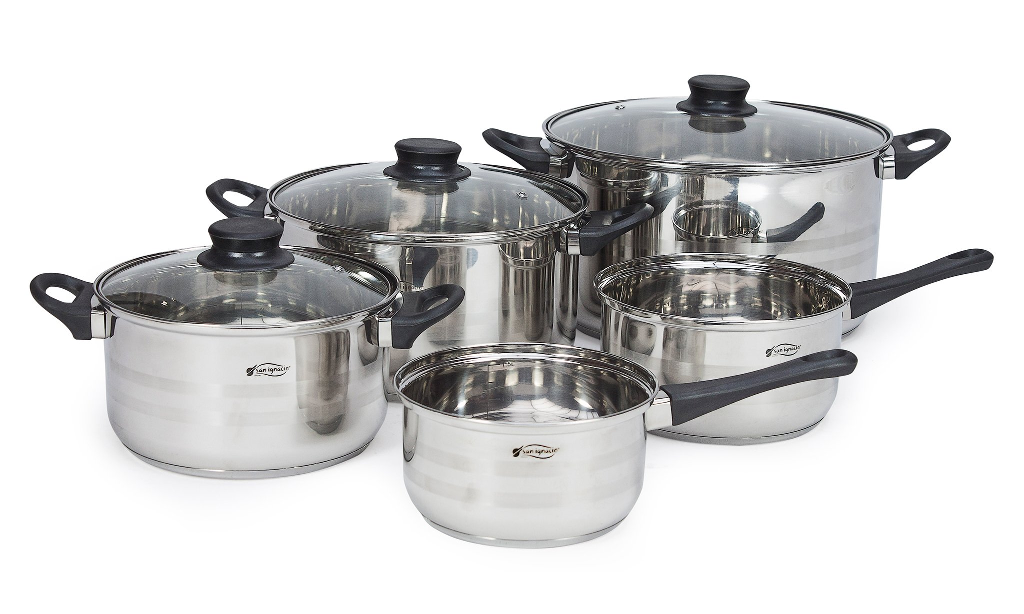 San Ignacio Batteria da cucina 8pz in acciaio inossidabile per induzione con manici termoisolanti