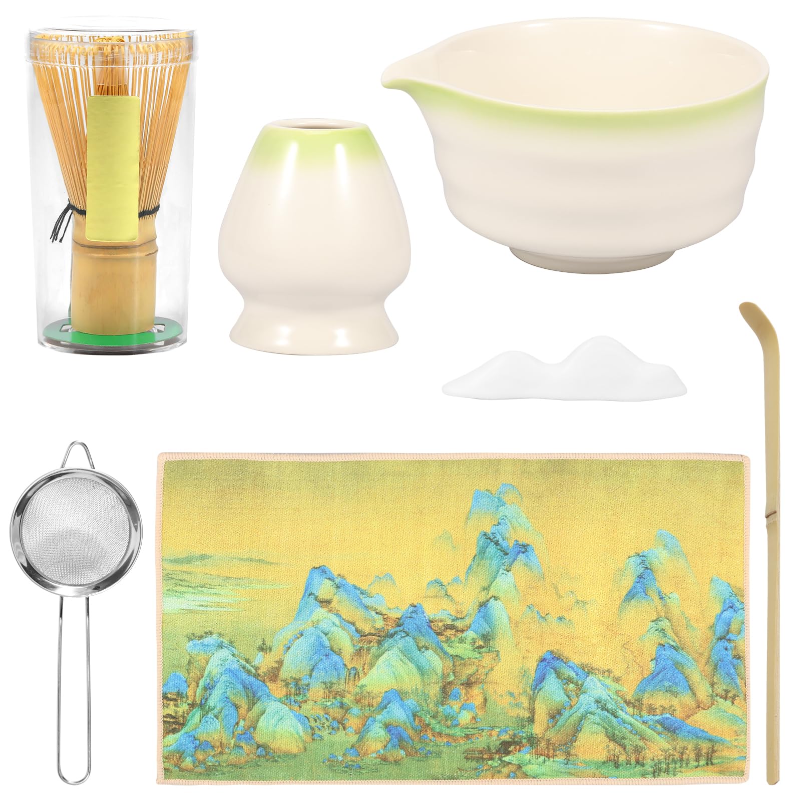 8Pcs Complete Matcha Whisk Set, Reusable Matcha Making Set, Matcha Tea Set for Matcha, Elegant Matcha Tea Set for Tea Lovers (style 02)