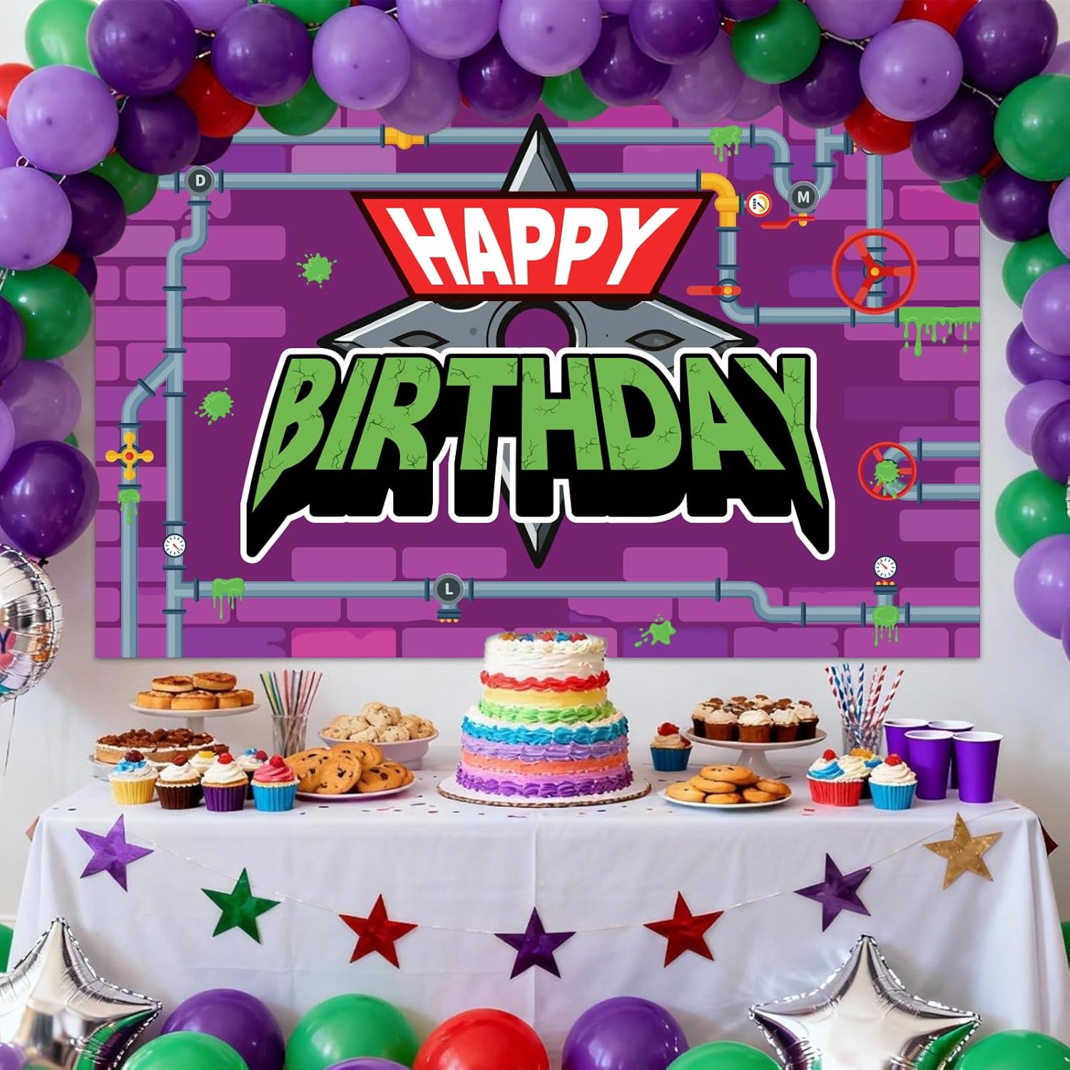 Turtle Birthday Party Backdrop, 1.5x1m/5x3ft Cartoon Themed Happy Birthday Banner Background Wall Posters Photo Backdrop Decoration for Girls Boys Party Decorations Supplies - Image 5