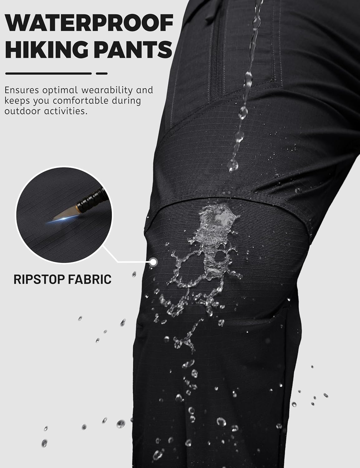 TACVASEN Men's Tactical Pants 9 Pockets Cargo Hiking Pants Lightweight Work Pants for Men Construction Water Resistant - Image 3