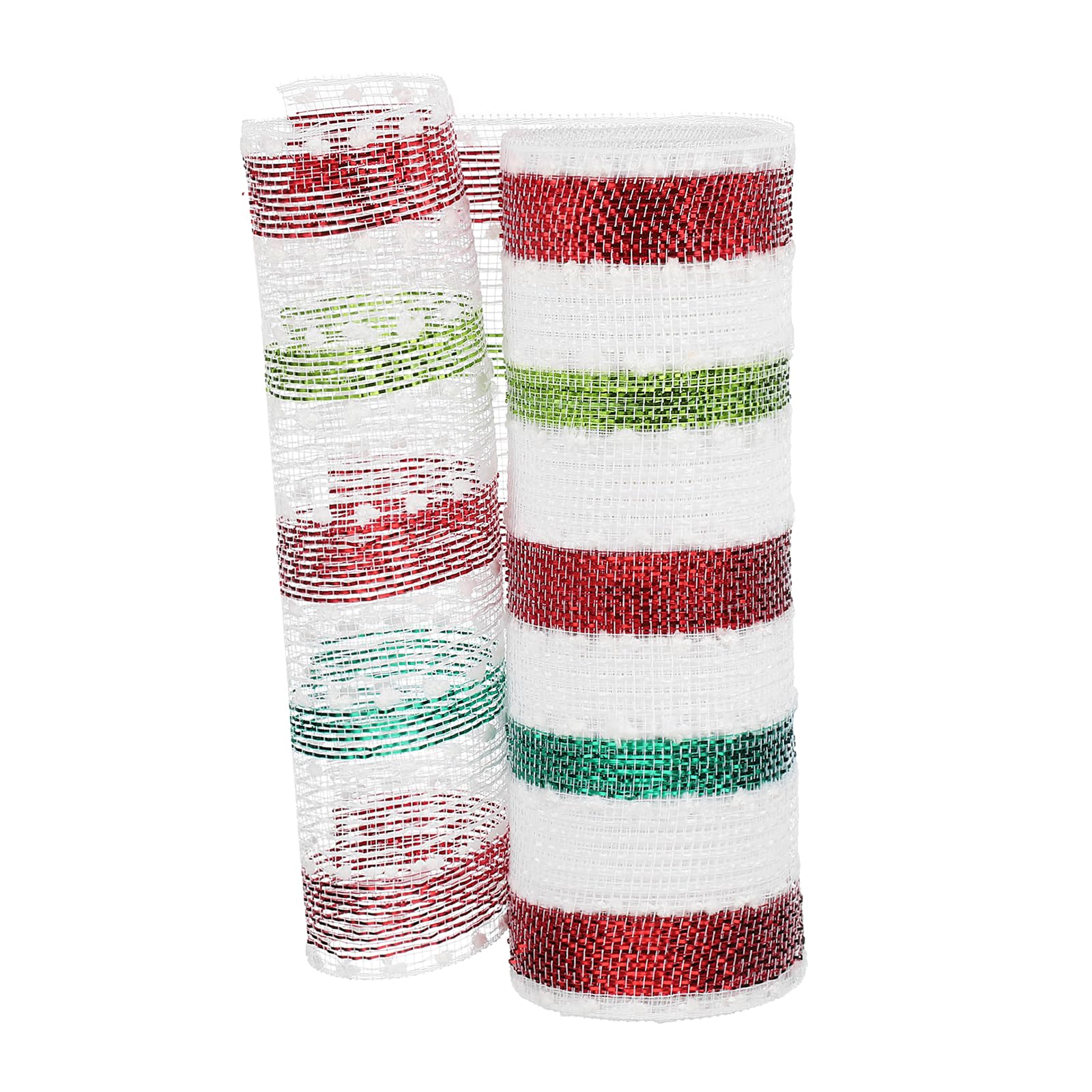 PATIKIL Decorative Mesh Ribbon, 10 Inch x 10 Yard Mesh Ribbon Roll Foil Metallic for Christmas Tree Wreath Decoration Red Green Balls
