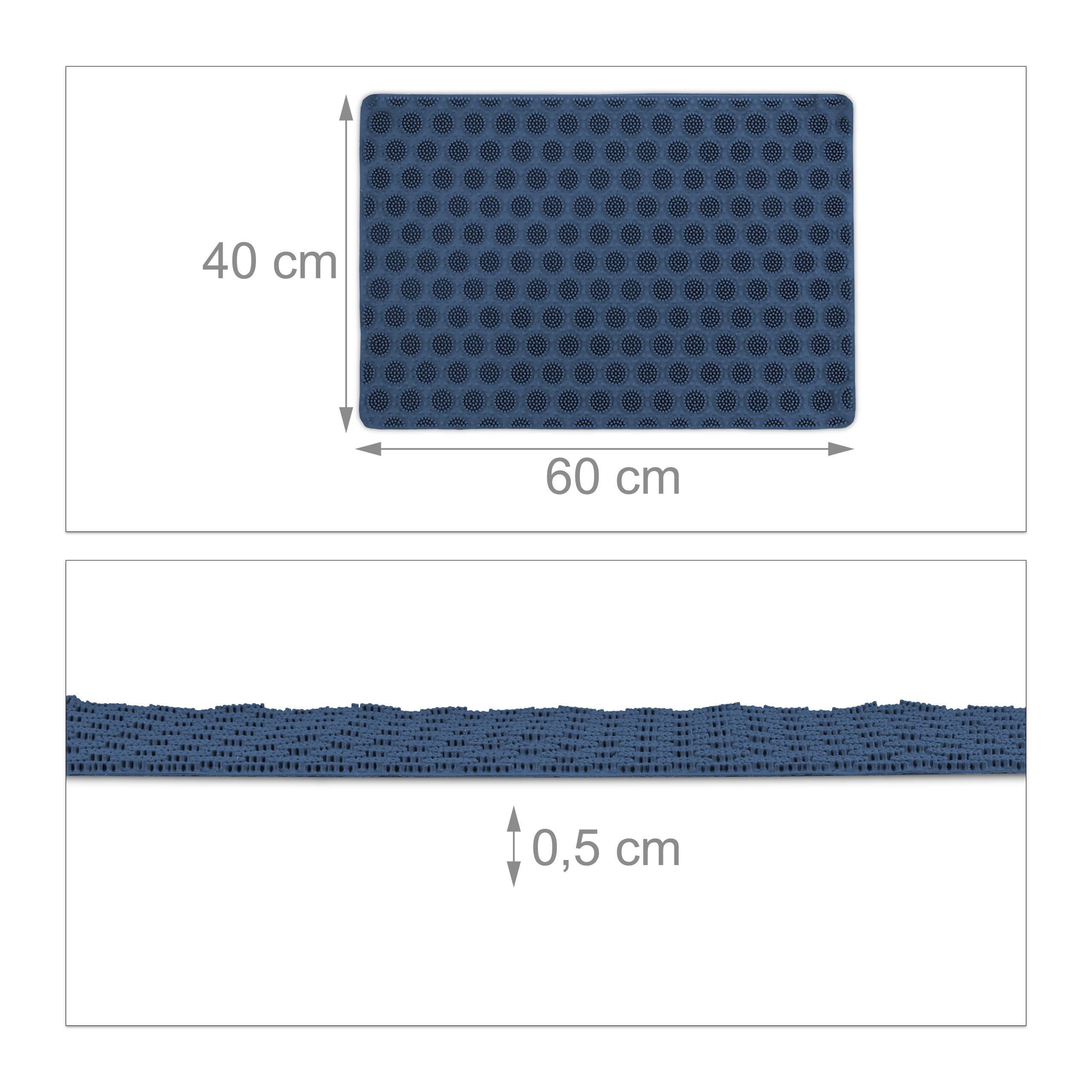 Relaxdays Zerbino In Gomma 60x40 Cm, Antiscivolo Per Esterni E Interni, Design A Tondi Con Dentini In Rilievo, Colore Blu, Pulizia Facile